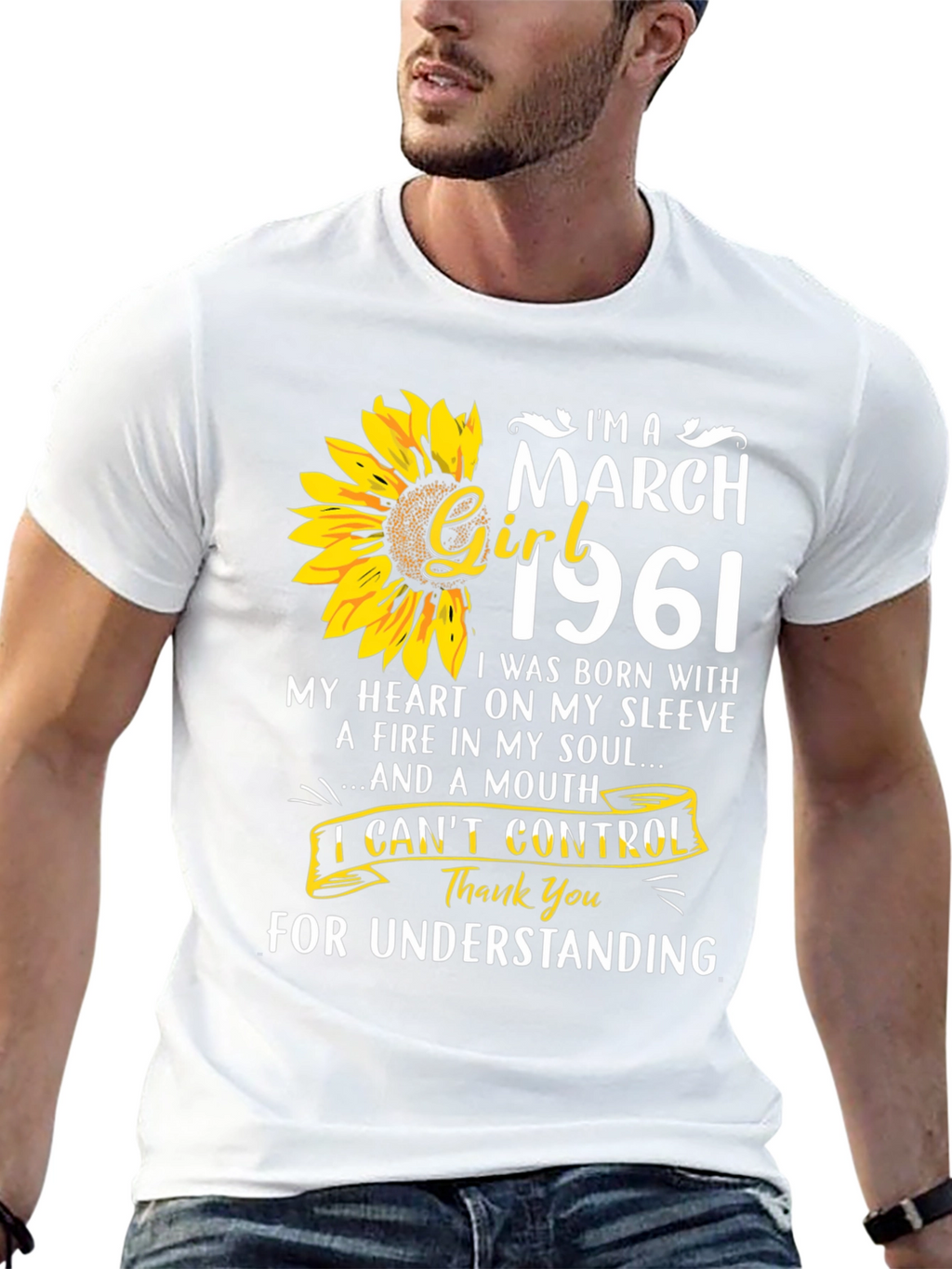 March Girl 1961 T-Shirt Sunflower Birthday Tee