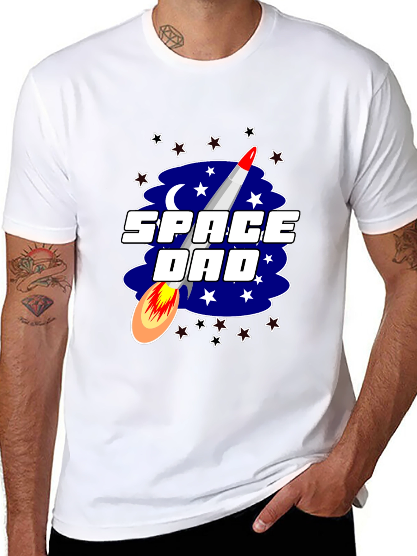 Space Dad T-Shirt Rocket Stars Graphic Tee