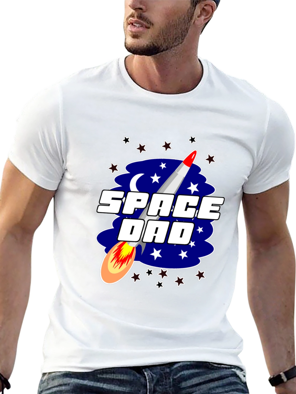 Space Dad T-Shirt Rocket Stars Graphic Tee