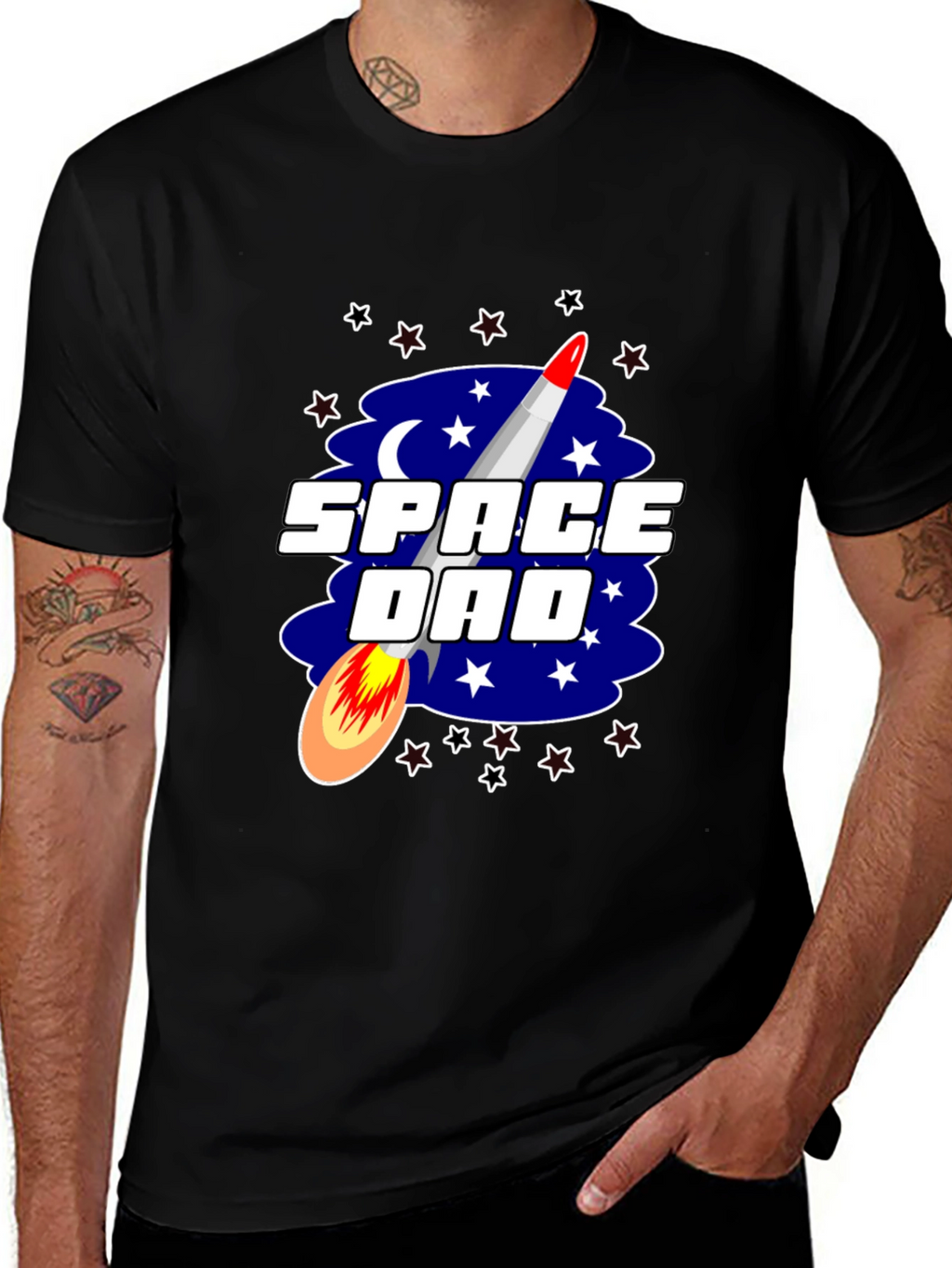 Space Dad T-Shirt Rocket Stars Graphic Tee