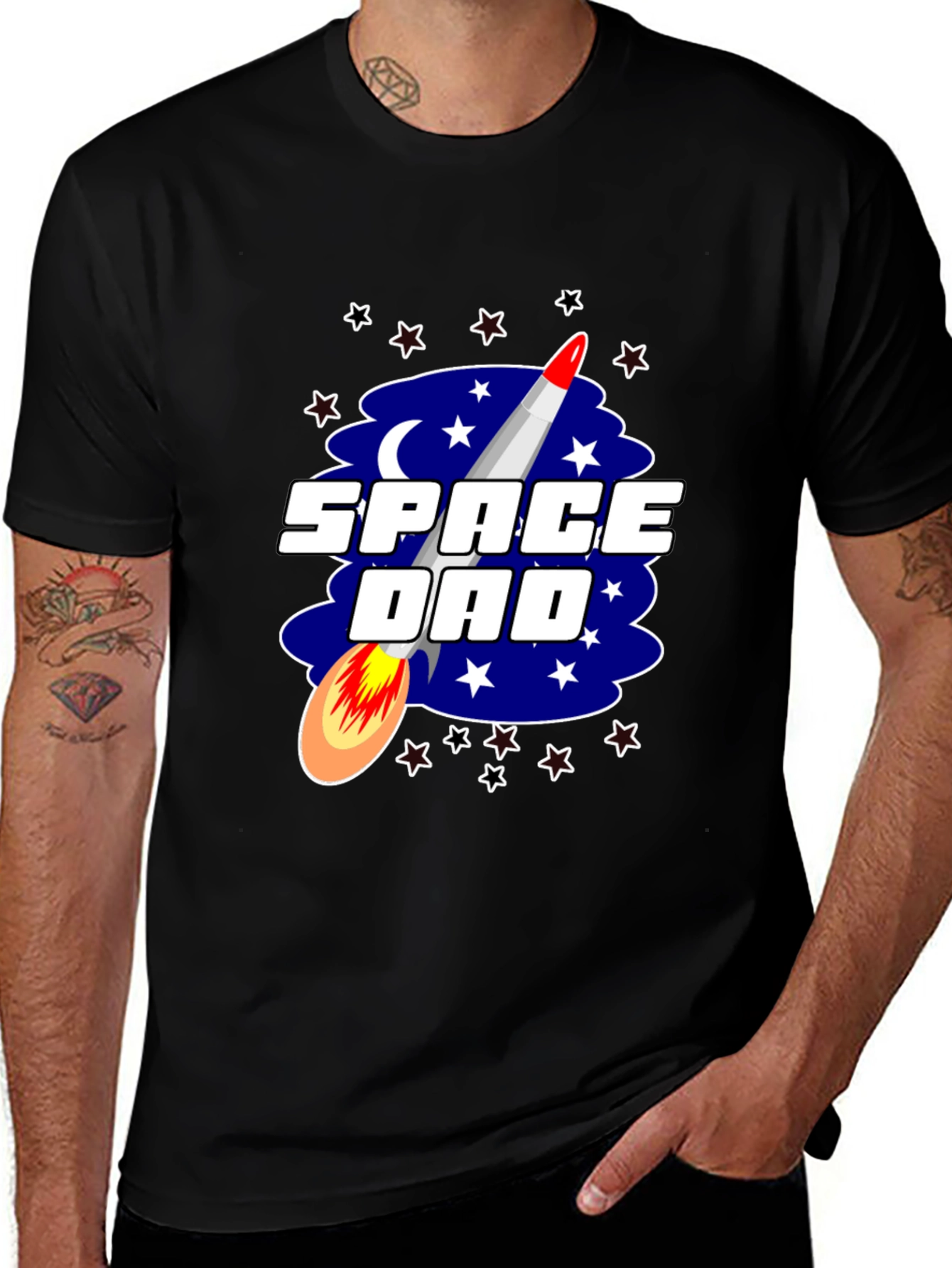 Space Dad T-Shirt Rocket Stars Graphic Tee