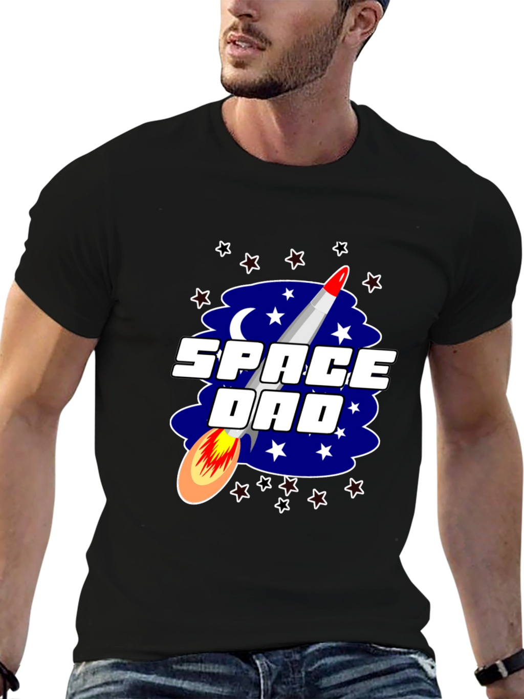 Space Dad T-Shirt Rocket Stars Graphic Tee