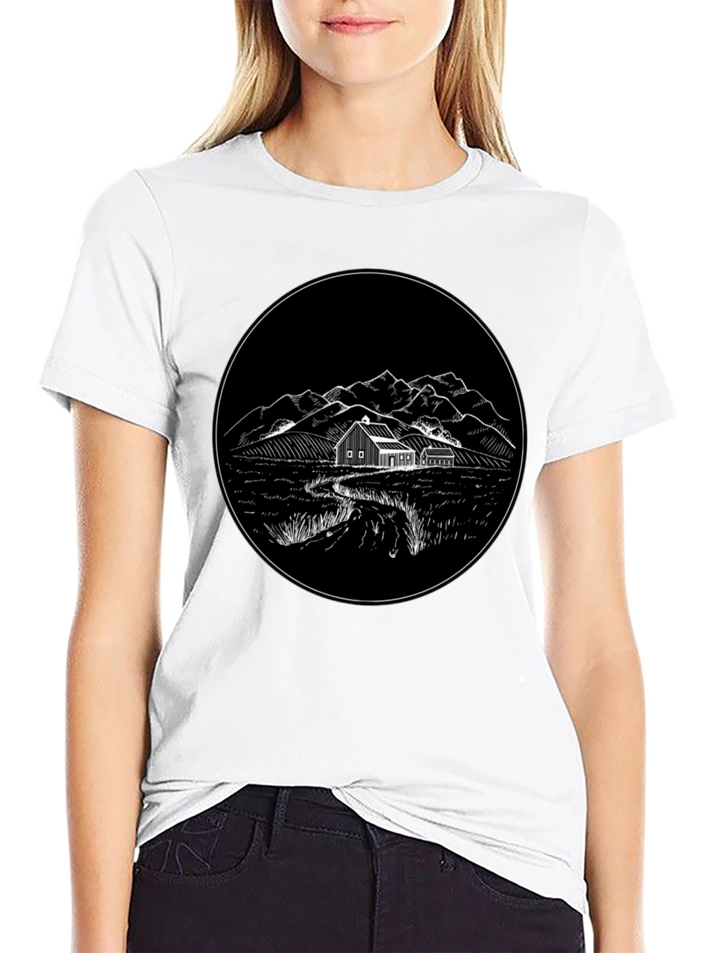 Rustic Homestead Graphic Tee - Classic Black Cotton