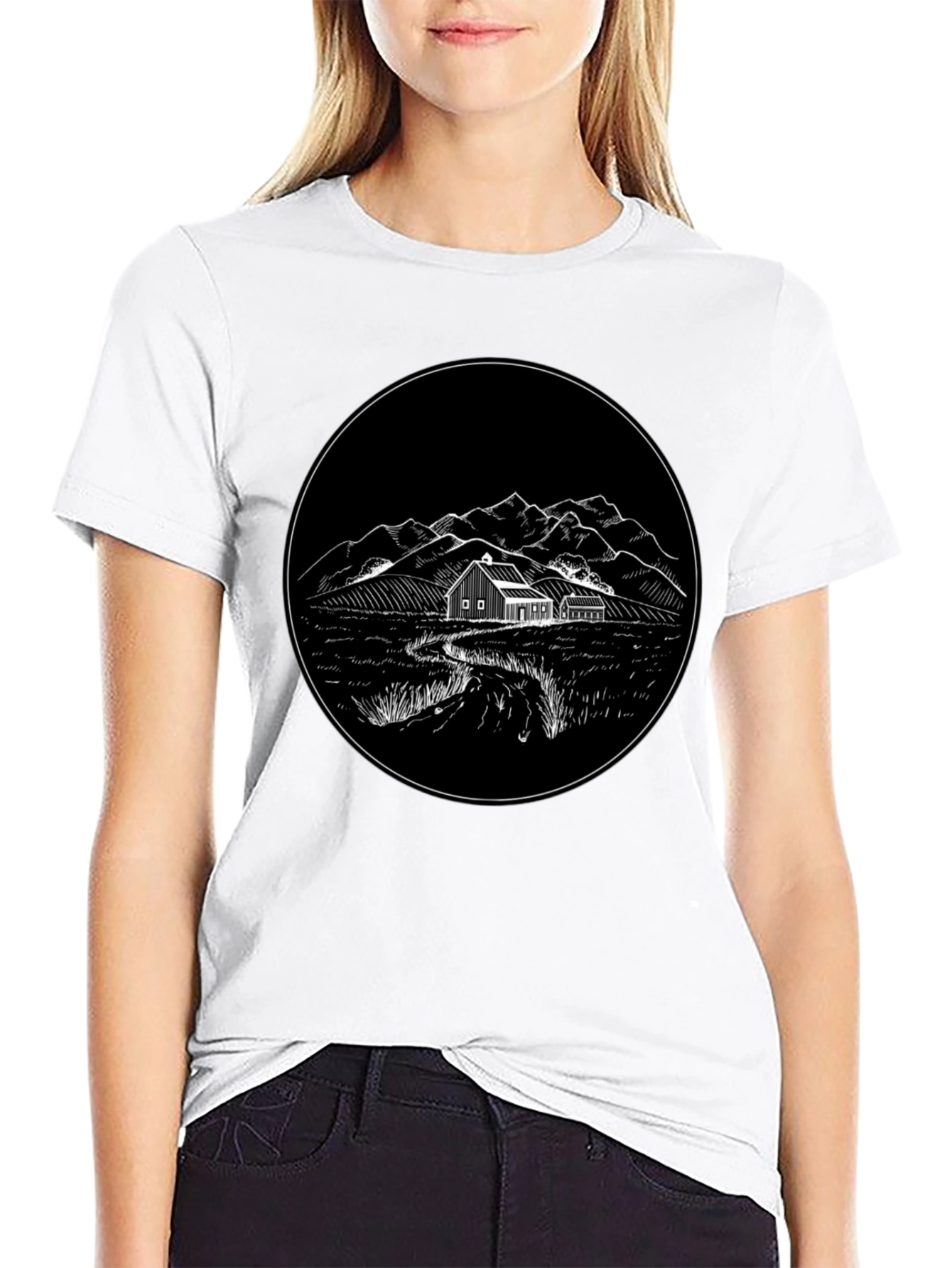 Rustic Homestead Graphic Tee - Classic Black Cotton