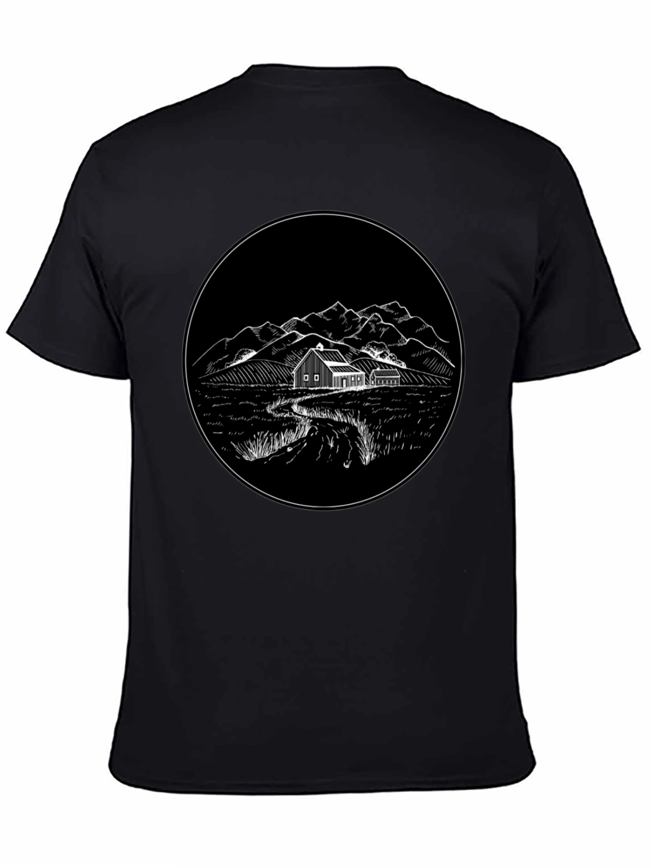 Rustic Homestead Graphic Tee - Classic Black Cotton