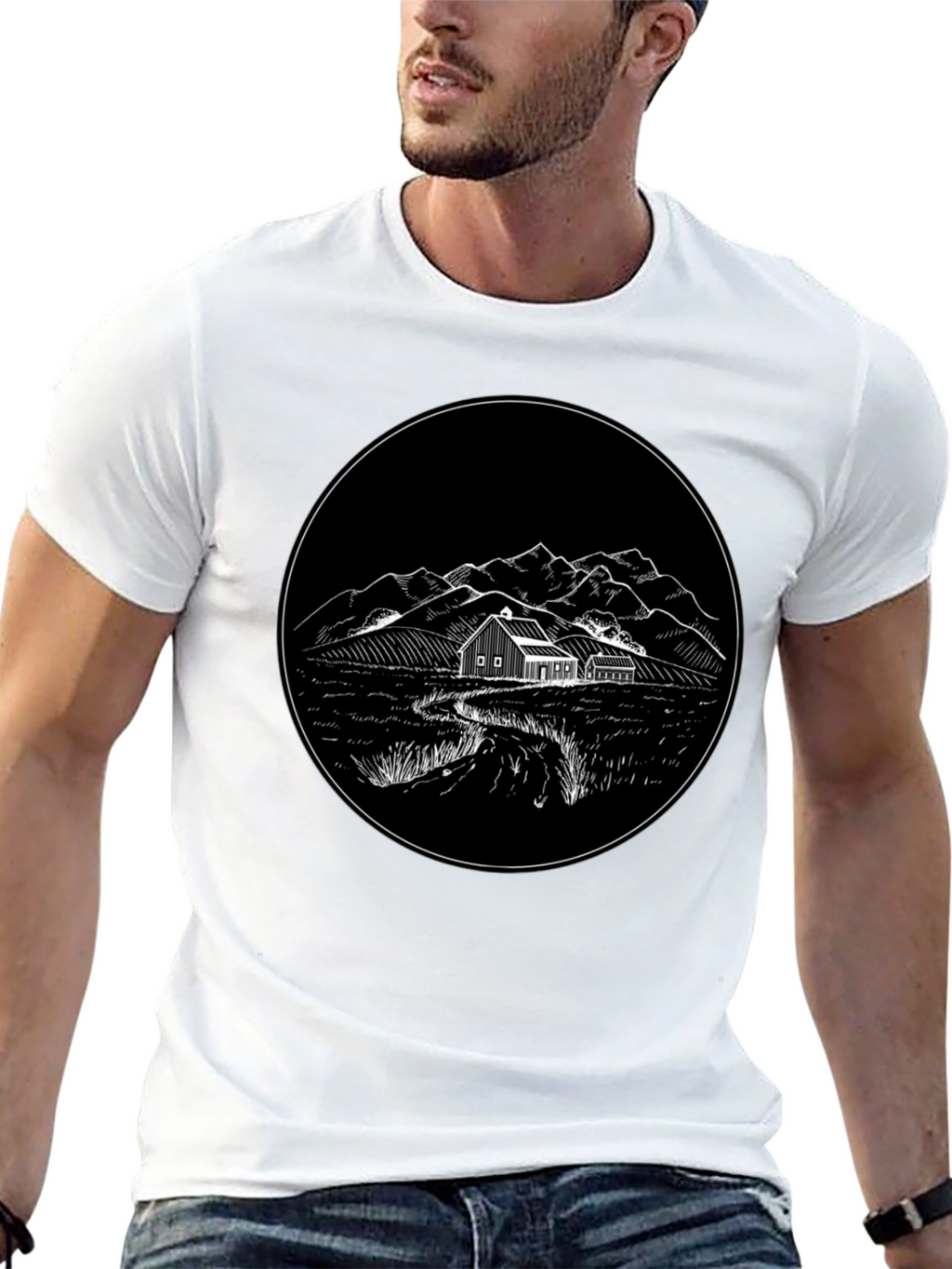 Rustic Homestead Graphic Tee - Classic Black Cotton