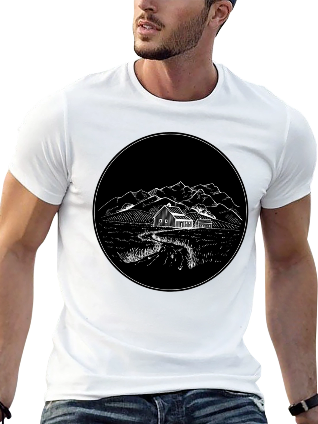Rustic Homestead Graphic Tee - Classic Black Cotton