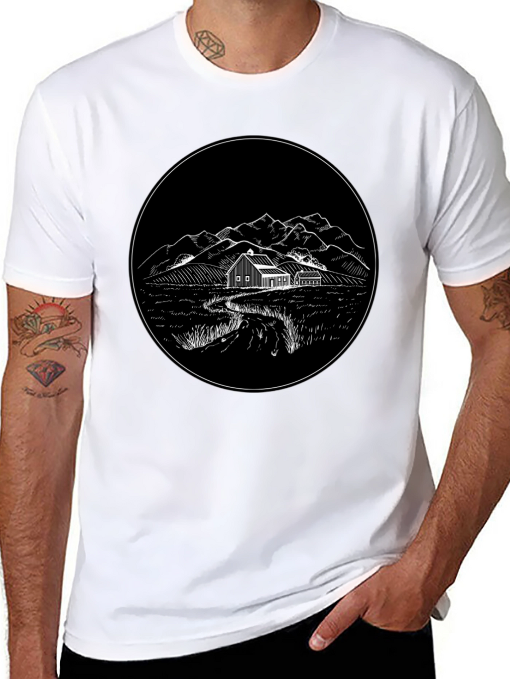 Rustic Homestead Graphic Tee - Classic Black Cotton