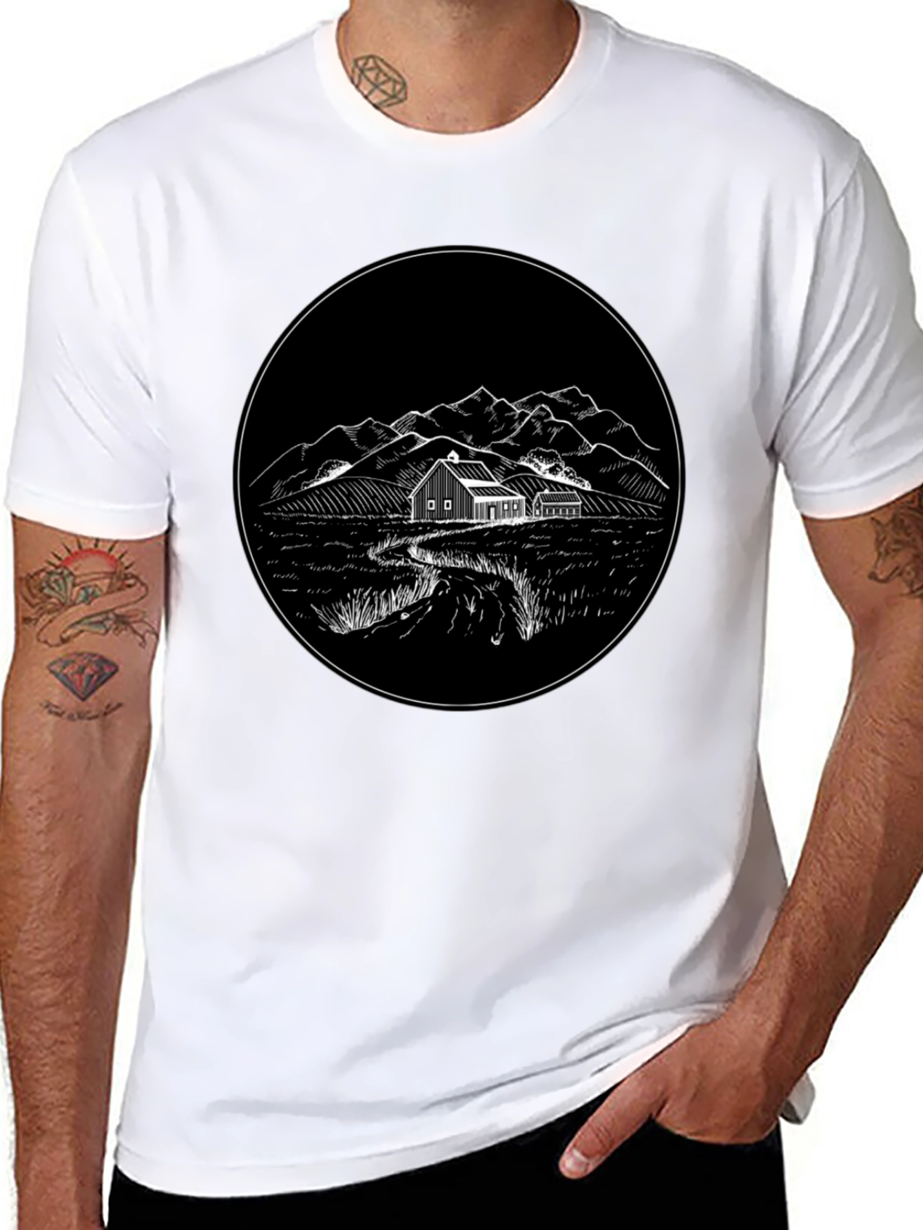 Rustic Homestead Graphic Tee - Classic Black Cotton