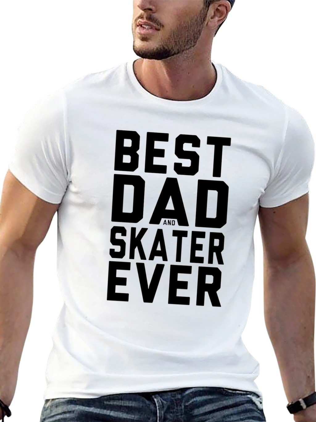 Best Dad and Skater Ever Black Graphic Tee