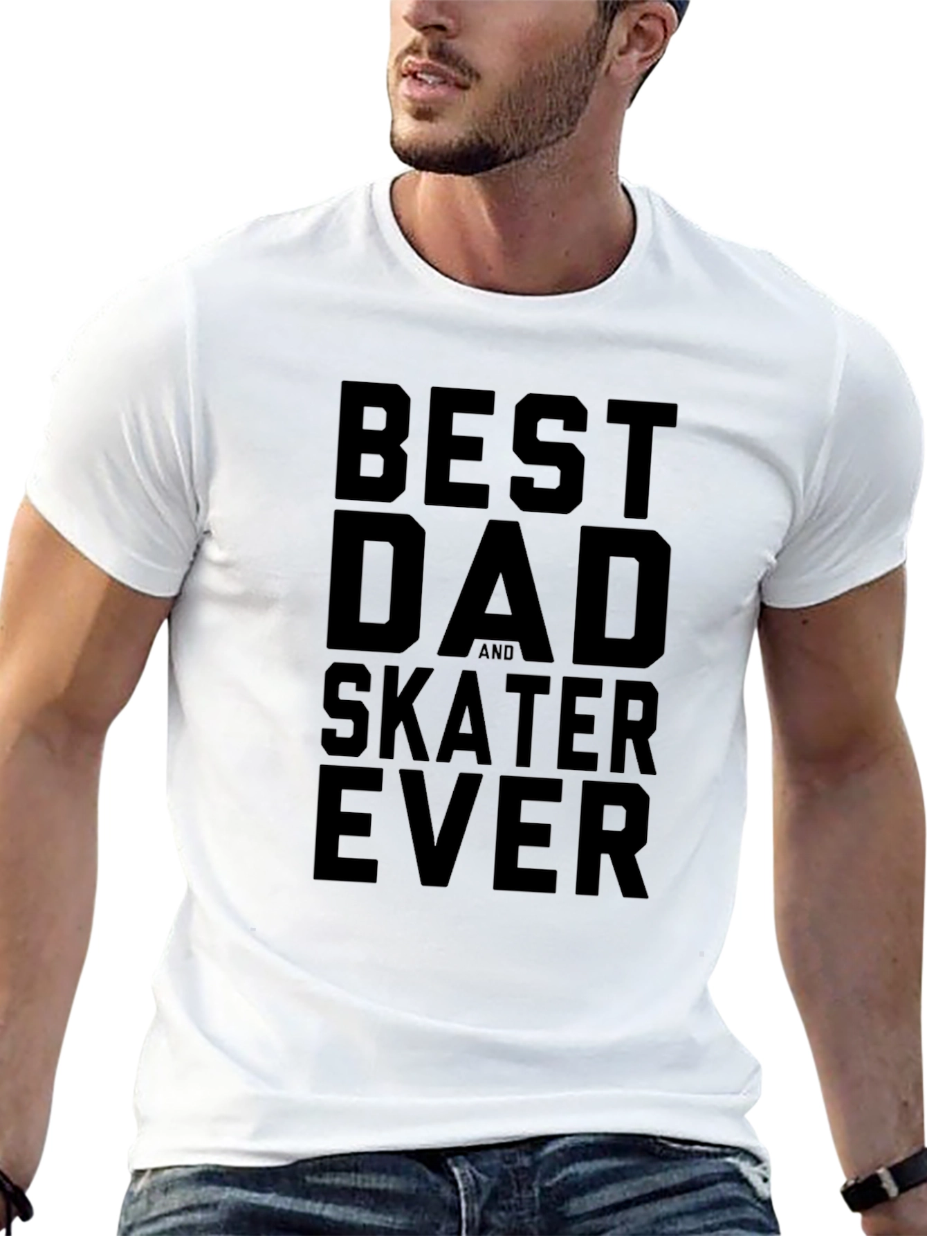Best Dad and Skater Ever Black Graphic Tee