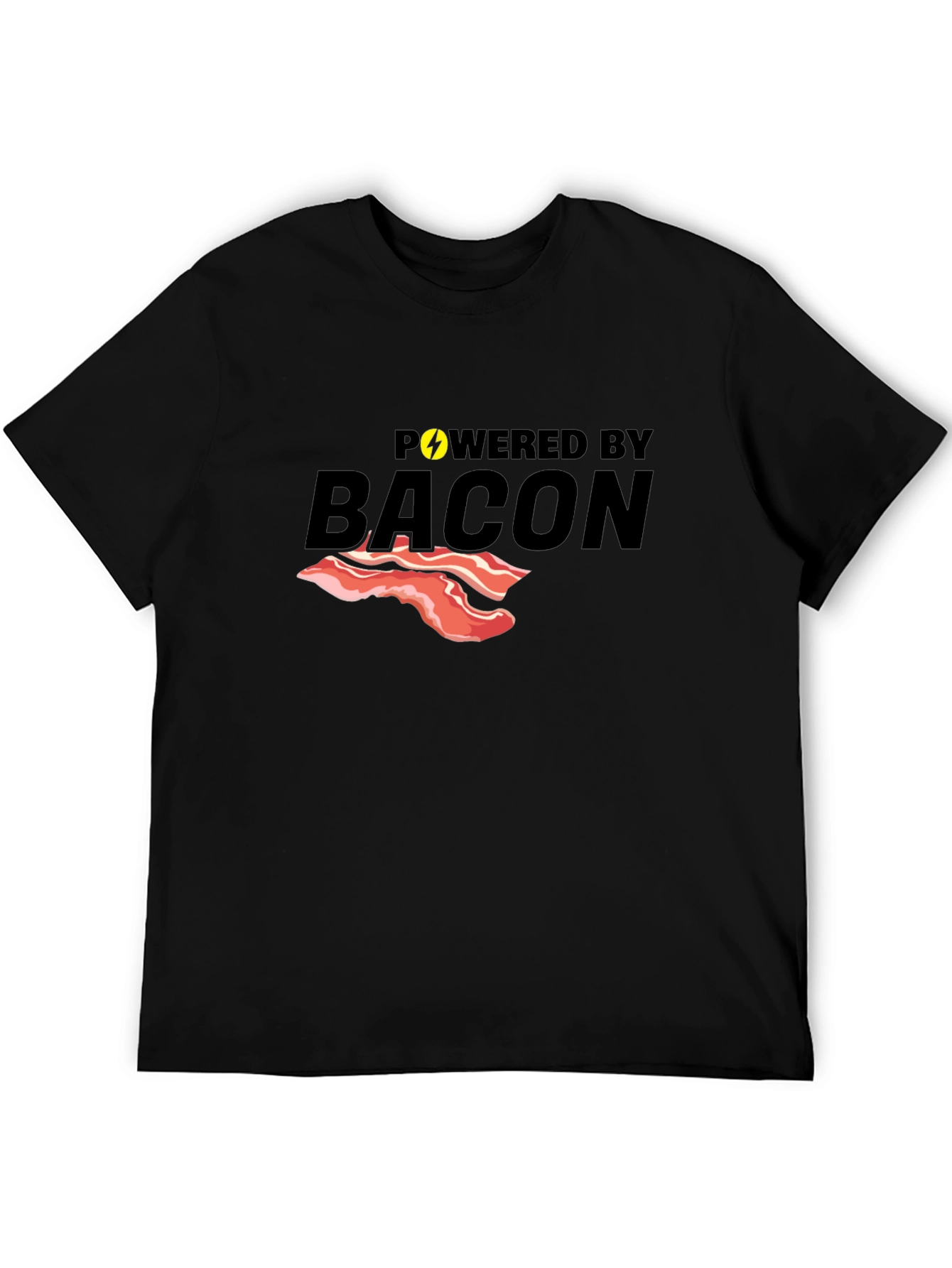 Powered By Bacon T-Shirt Funny Foodie Tee