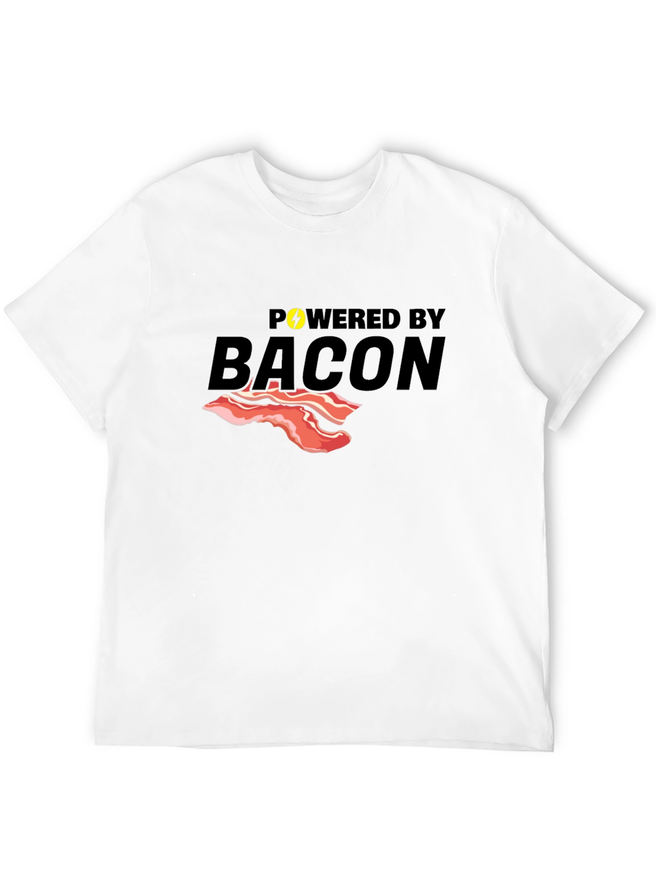 Powered By Bacon T-Shirt Funny Foodie Tee