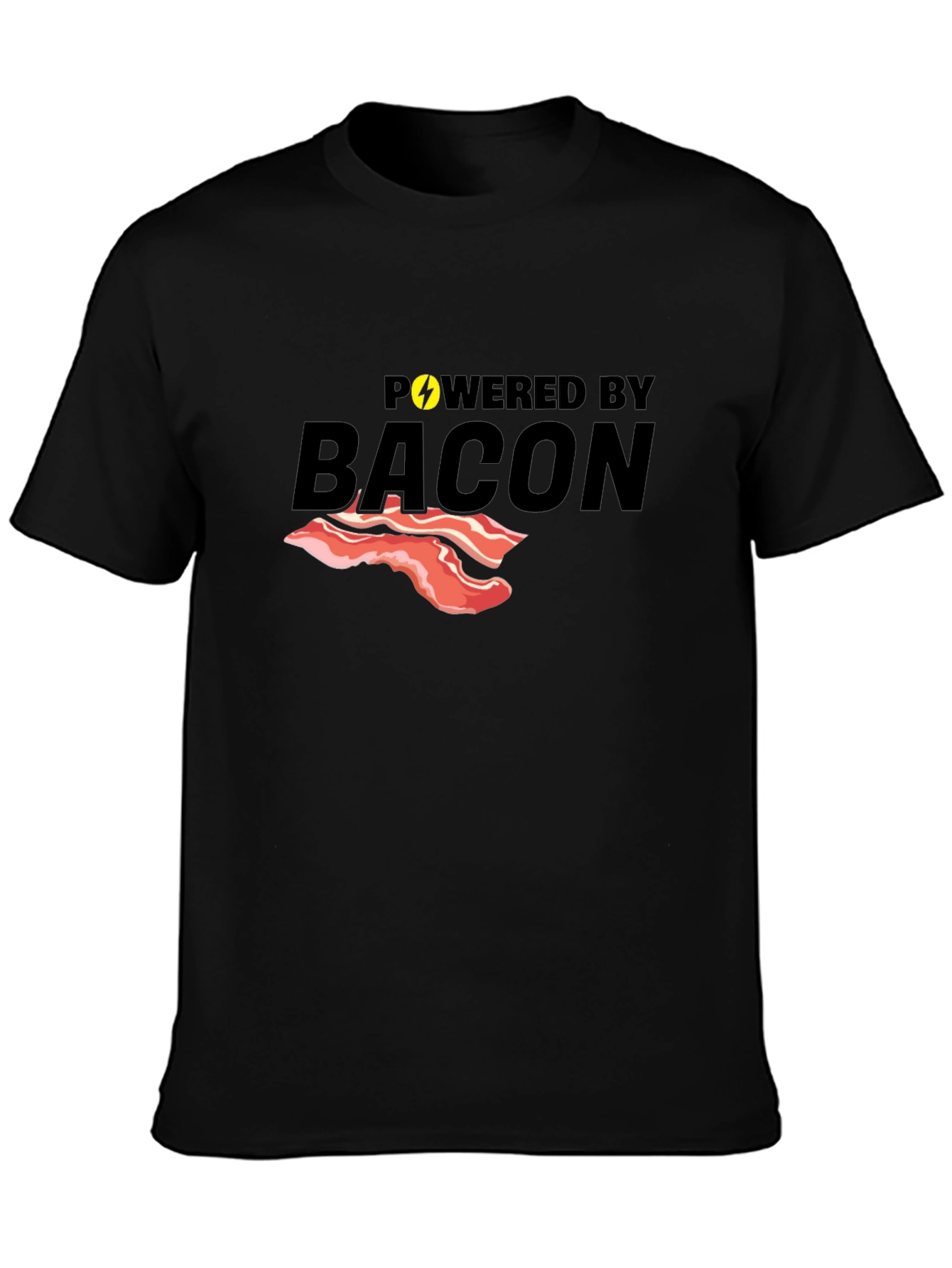 Powered By Bacon T-Shirt Funny Foodie Tee