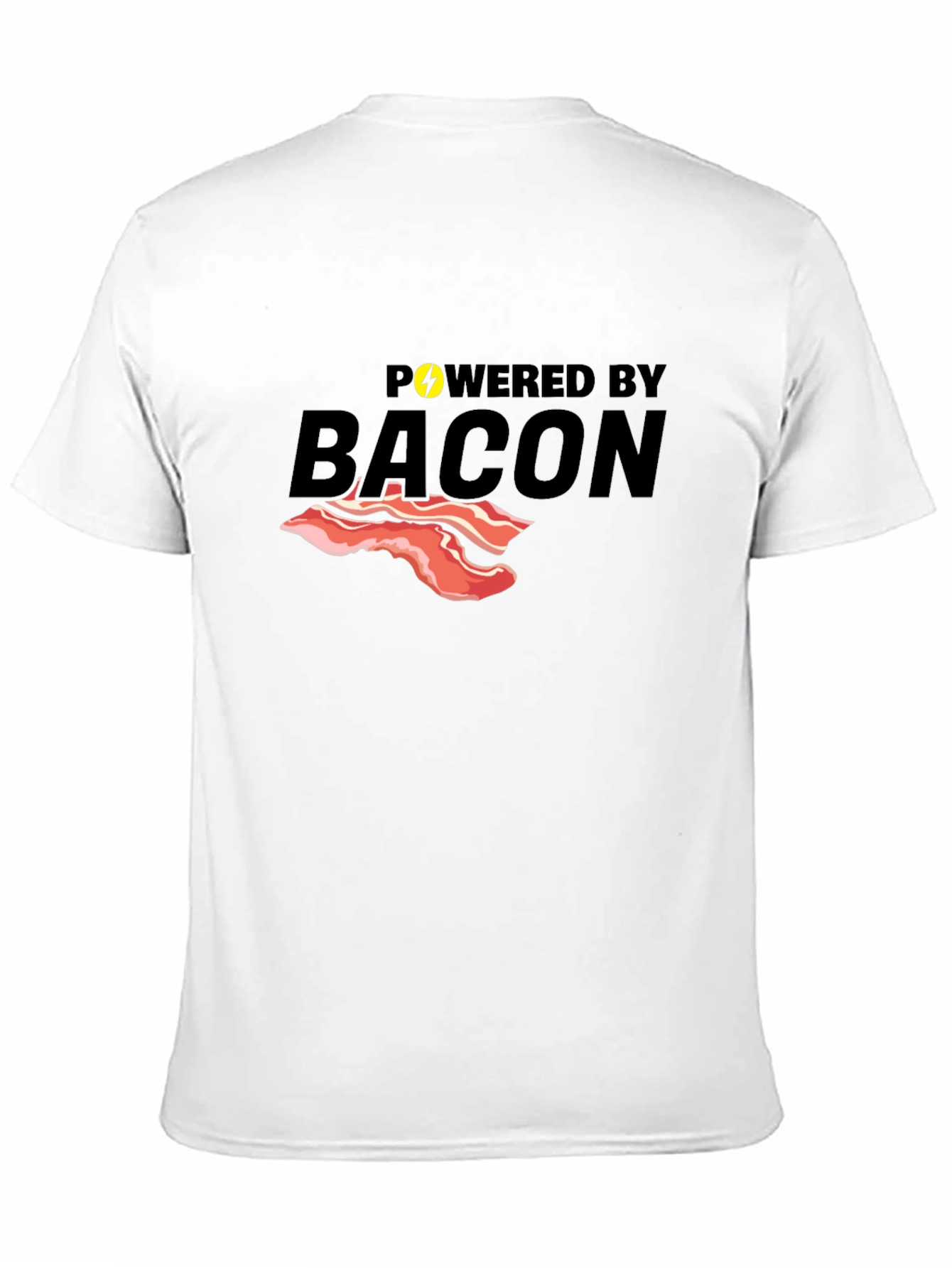 Powered By Bacon T-Shirt Funny Foodie Tee