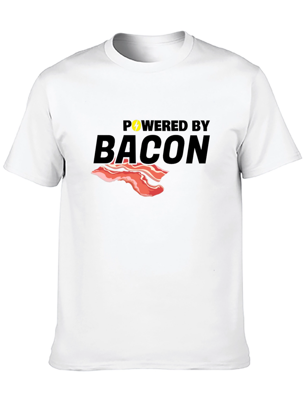 Powered By Bacon T-Shirt Funny Foodie Tee