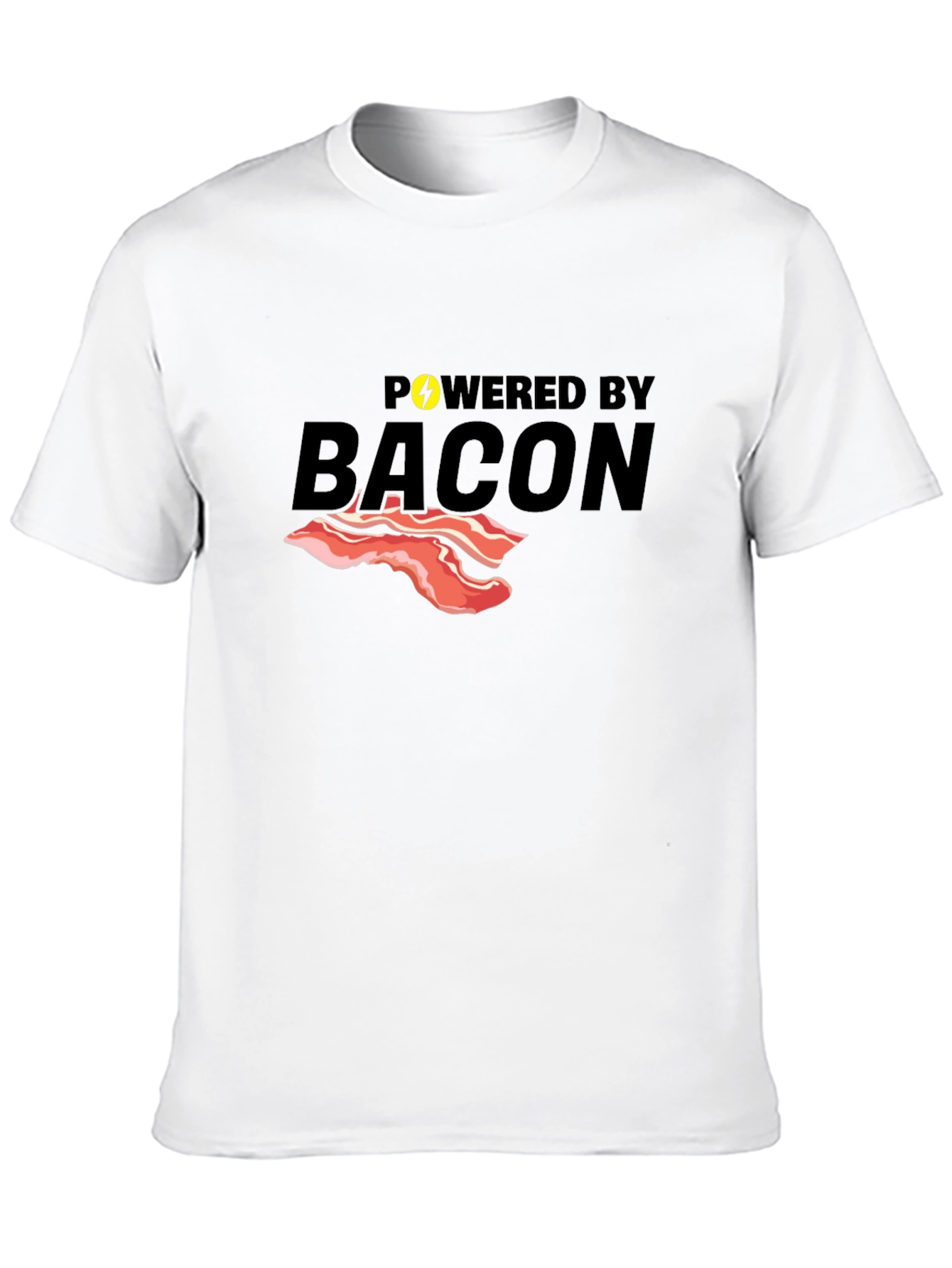 Powered By Bacon T-Shirt Funny Foodie Tee