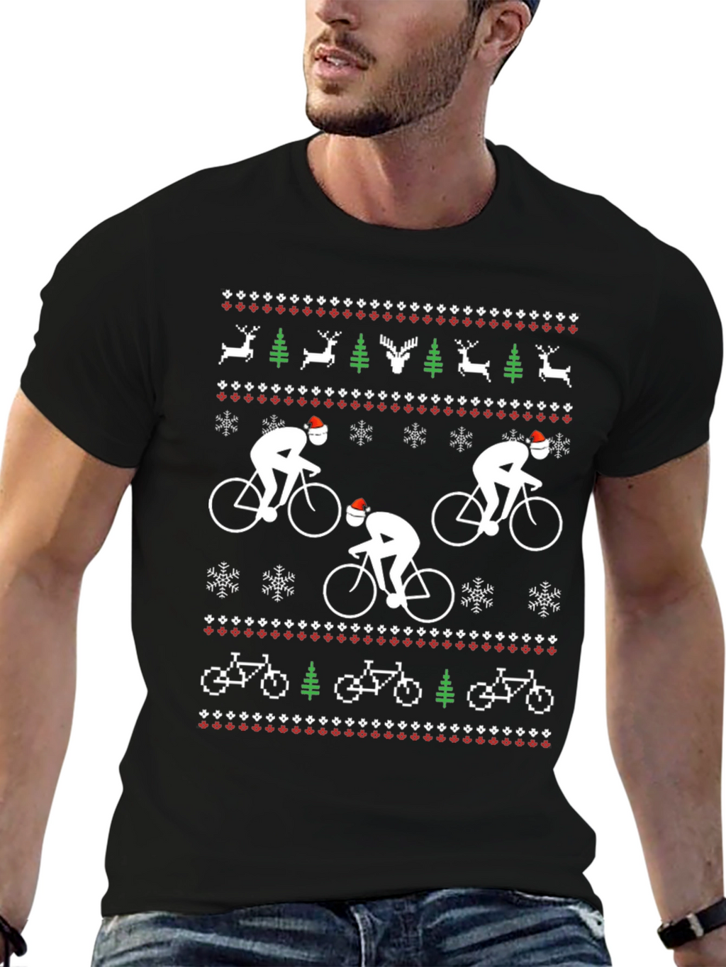Festive Cyclist Christmas T-Shirt