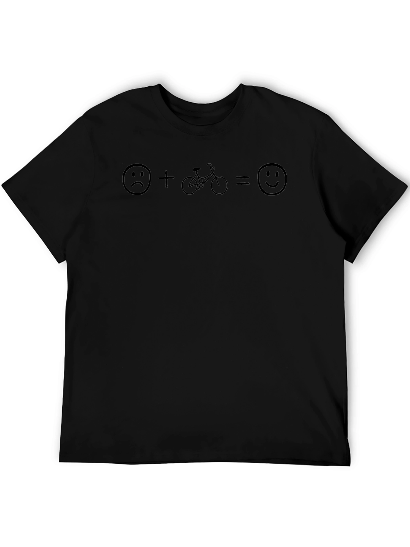 Sad Plus Bike Equals Happy Black T-Shirt