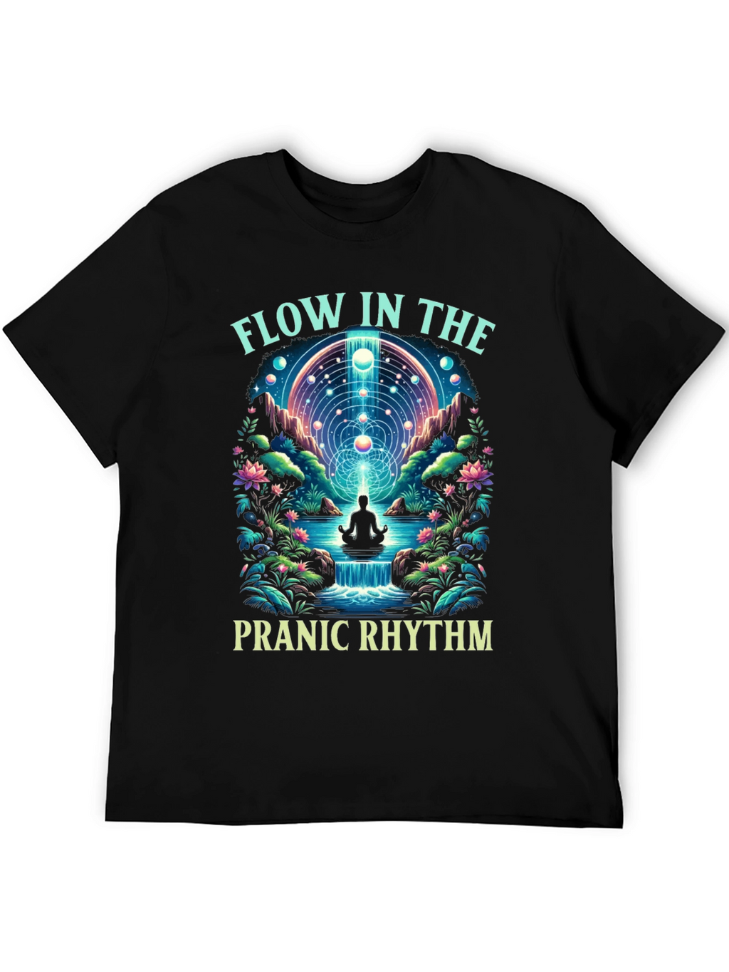 Pranic Rhythm Flow Graphic T-Shirt - Black