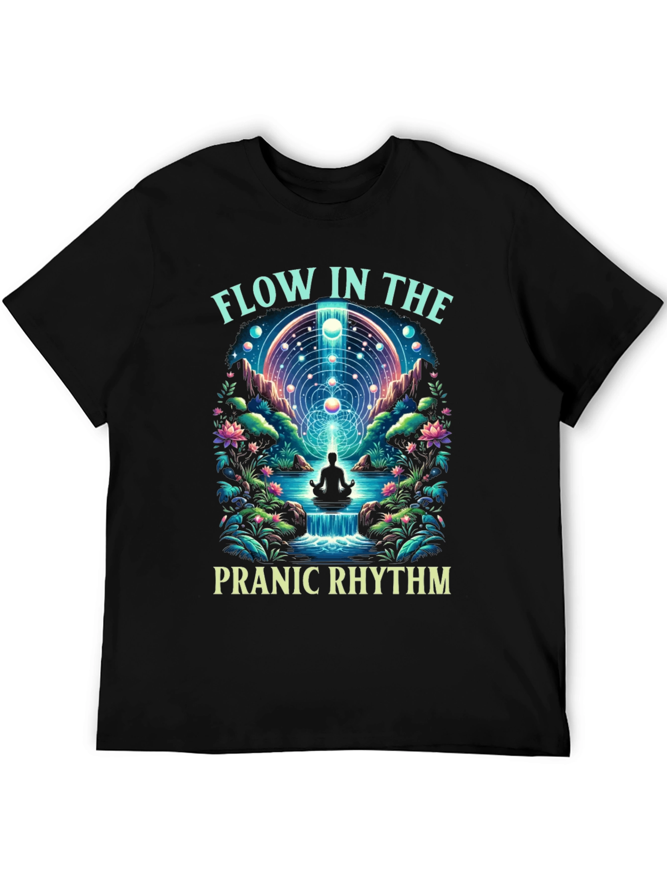 Pranic Rhythm Flow Graphic T-Shirt - Black