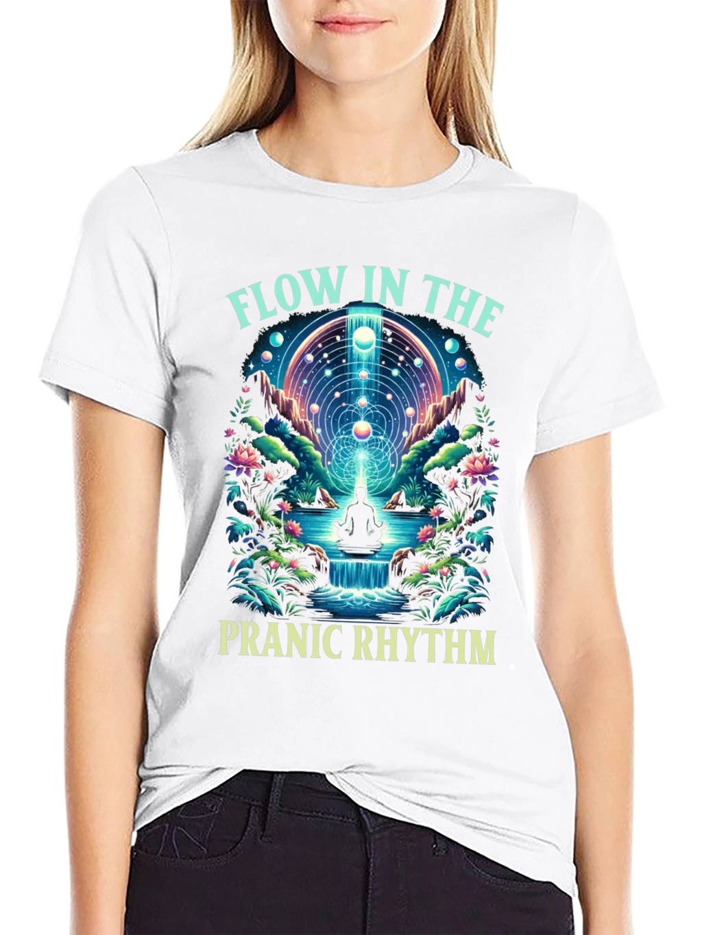 Pranic Rhythm Flow Graphic T-Shirt - Black