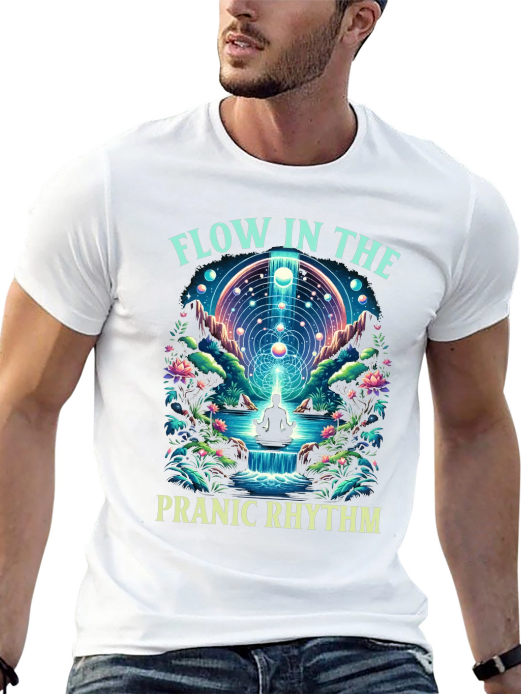 Pranic Rhythm Flow Graphic T-Shirt - Black