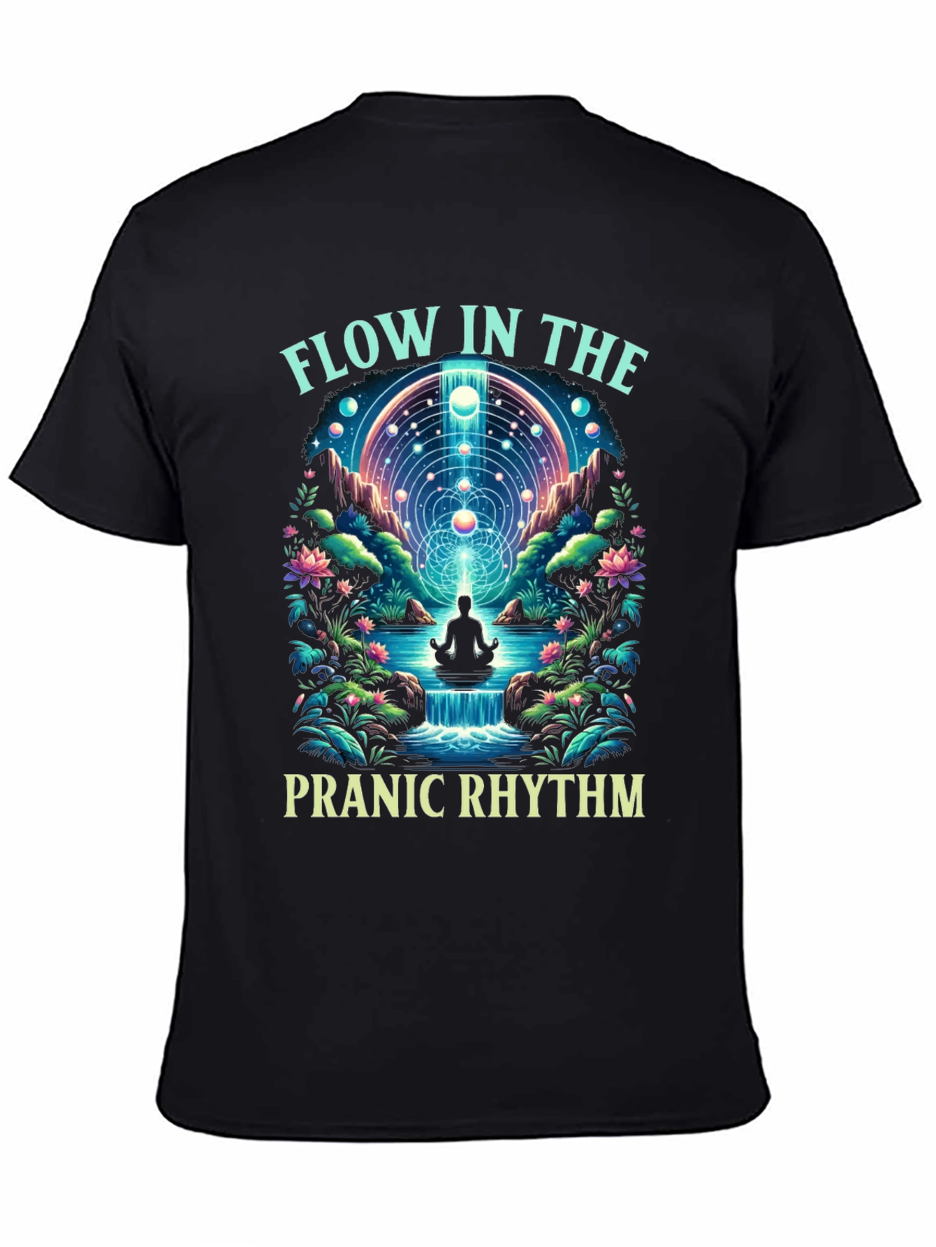 Pranic Rhythm Flow Graphic T-Shirt - Black