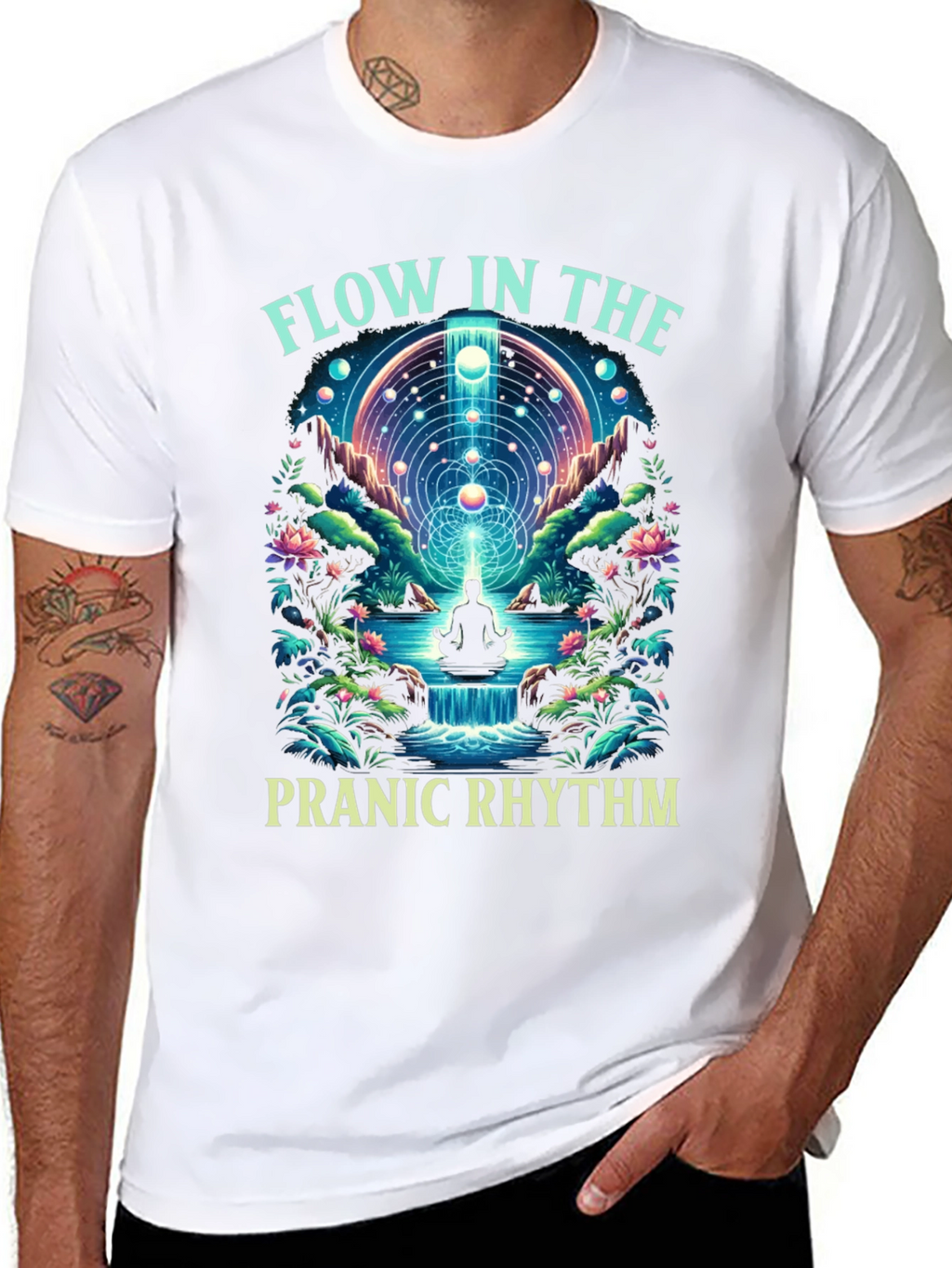 Pranic Rhythm Flow Graphic T-Shirt - Black