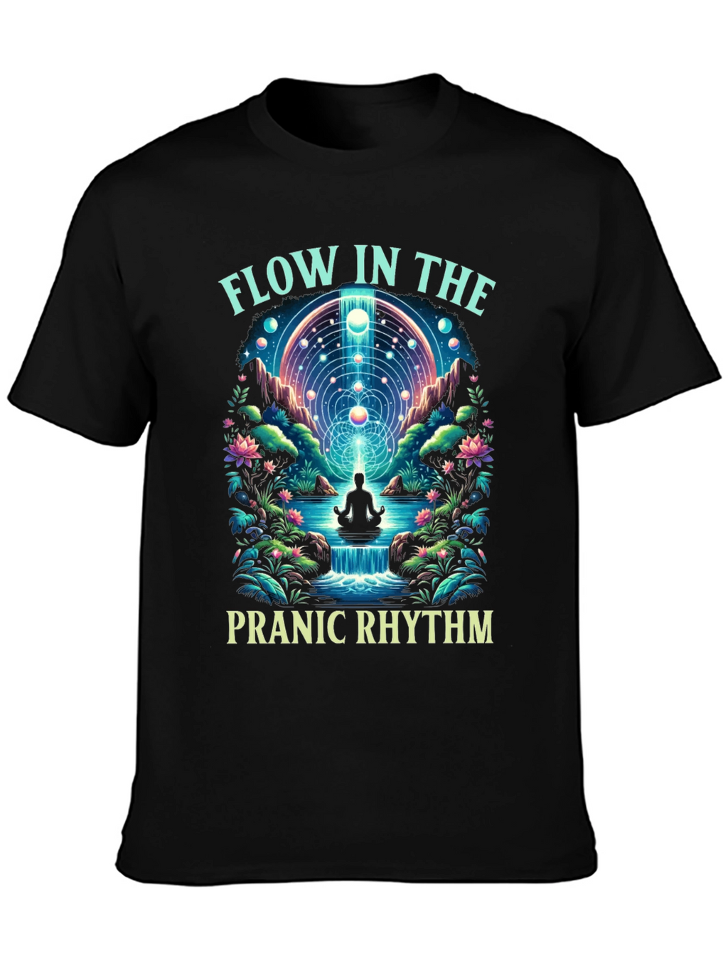 Pranic Rhythm Flow Graphic T-Shirt - Black