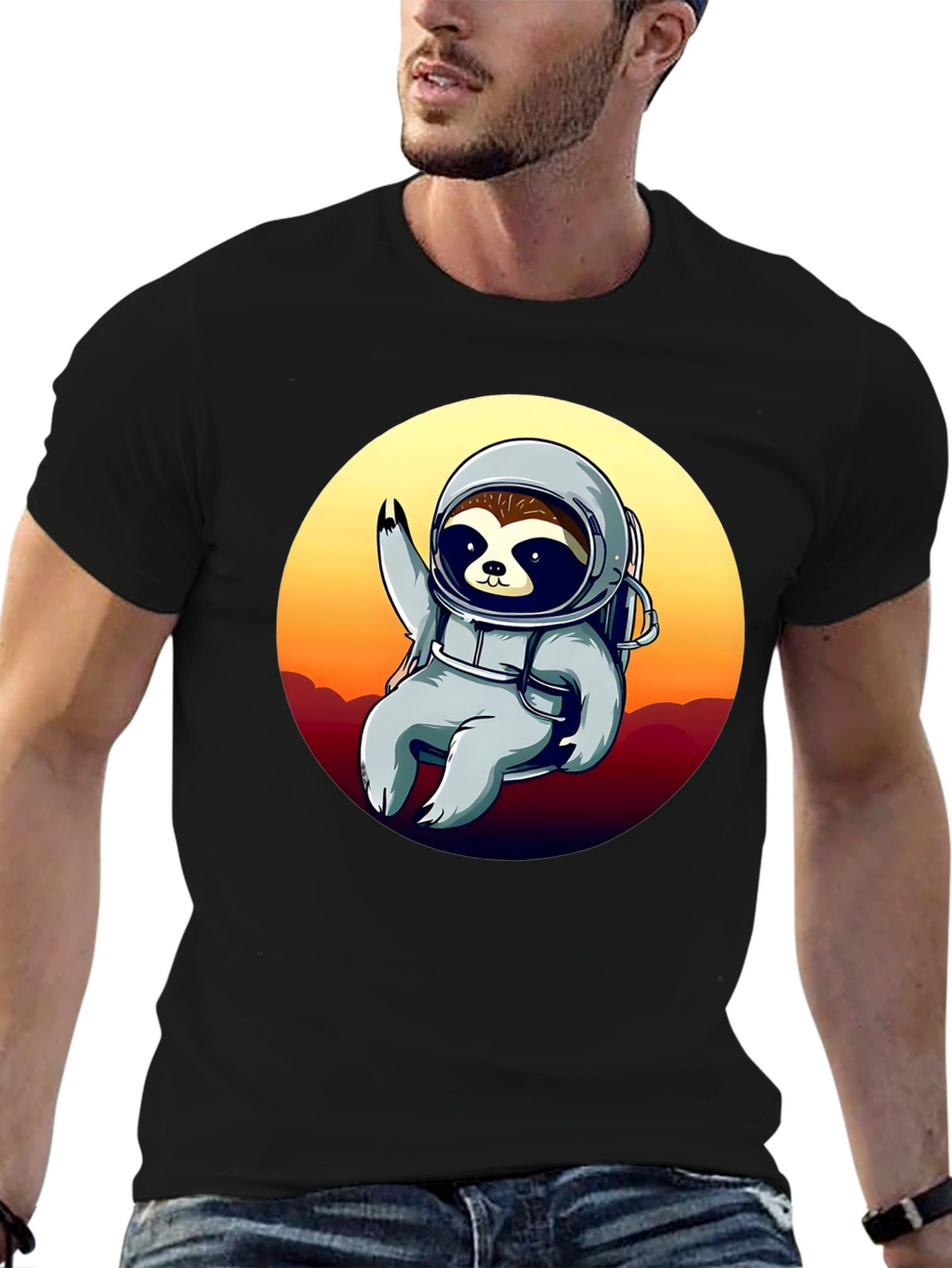 Astronaut Sloth Graphic T-Shirt