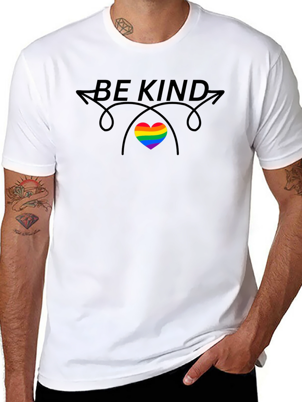 Be Kind Rainbow Heart Graphic T-Shirt