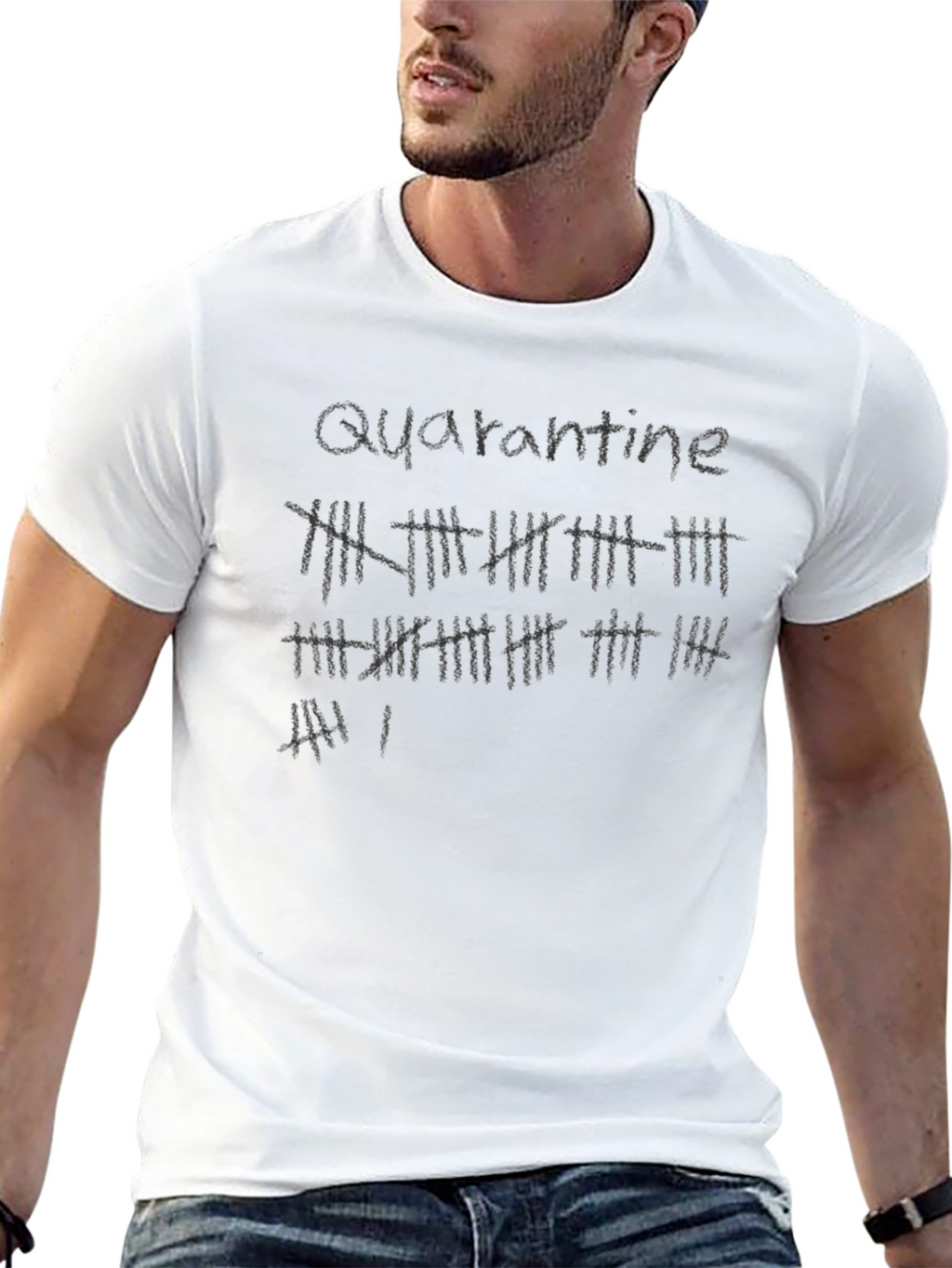 Quarantine Tally Marks Graphic Tee - Black