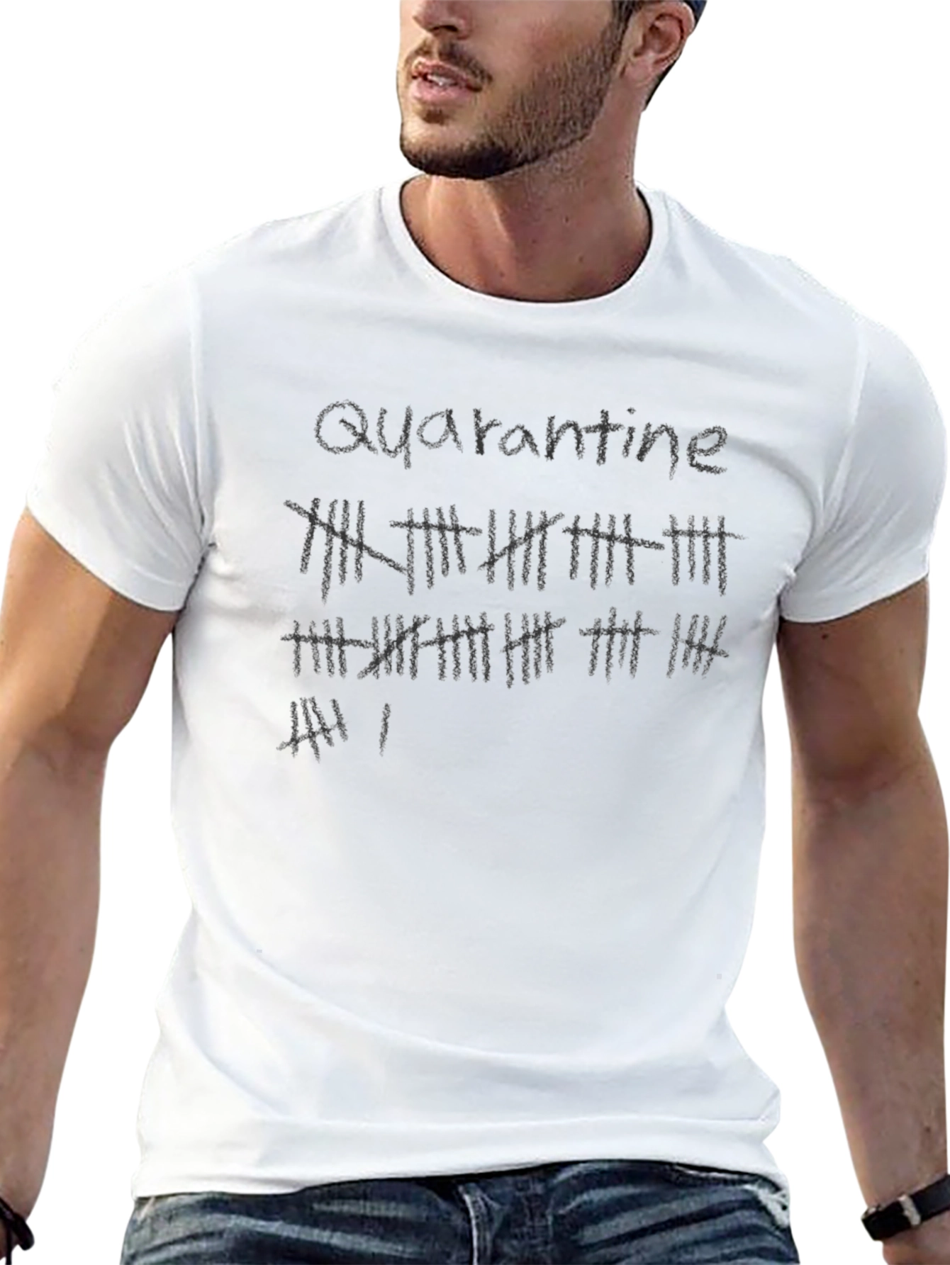 Quarantine Tally Marks Graphic Tee - Black