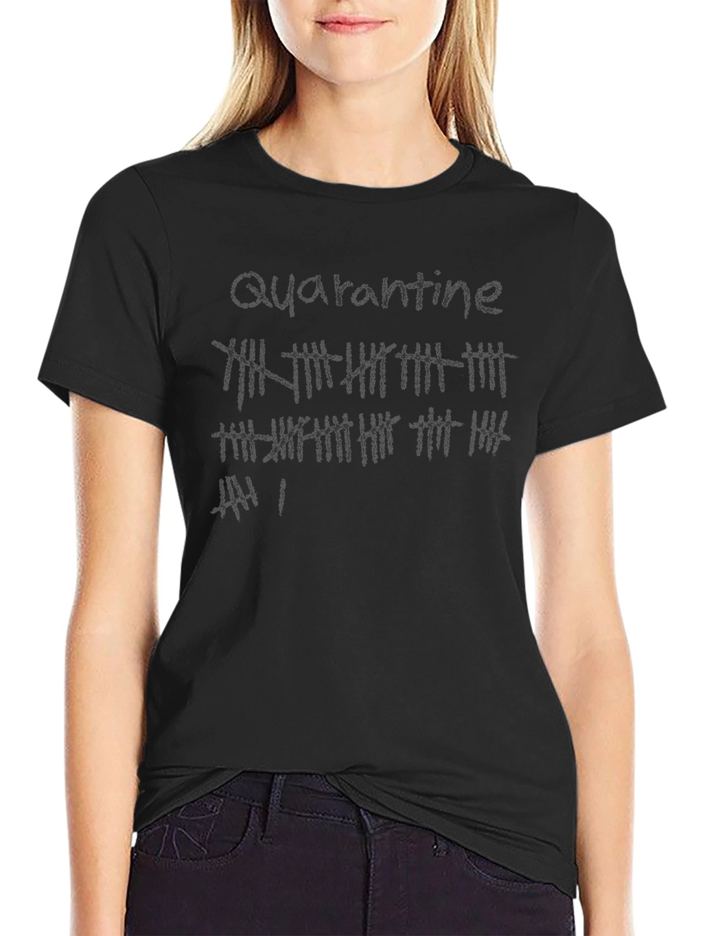 Quarantine Tally Marks Graphic Tee - Black