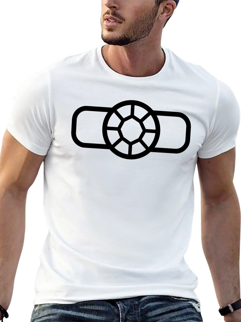 Geometric Logo Black T-Shirt - Modern Casual Wear