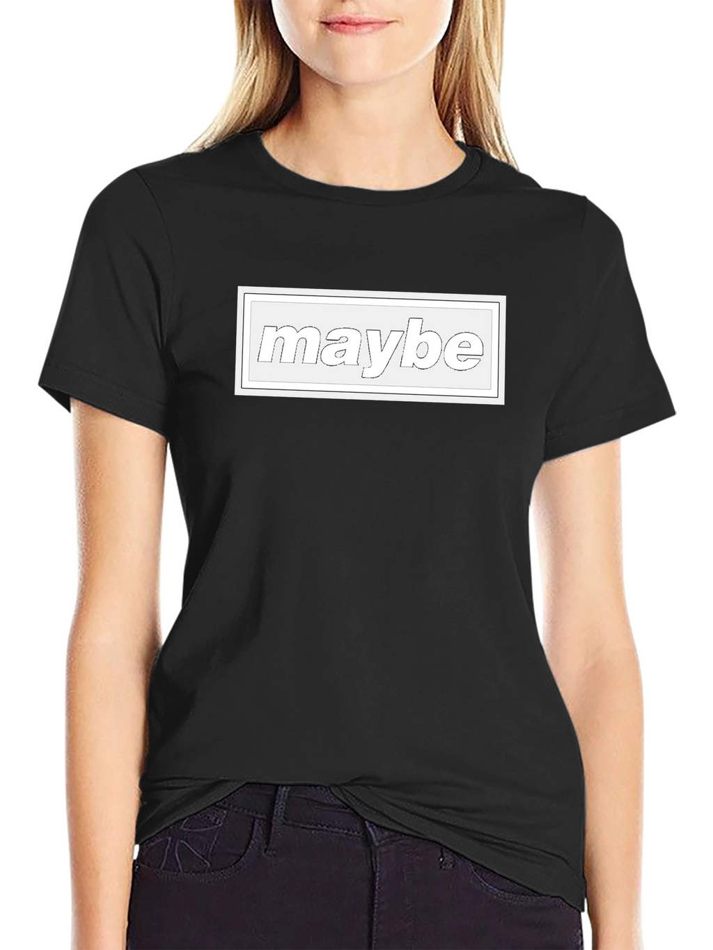 Maybe Graphic Tee - Casual Black T-Shirt