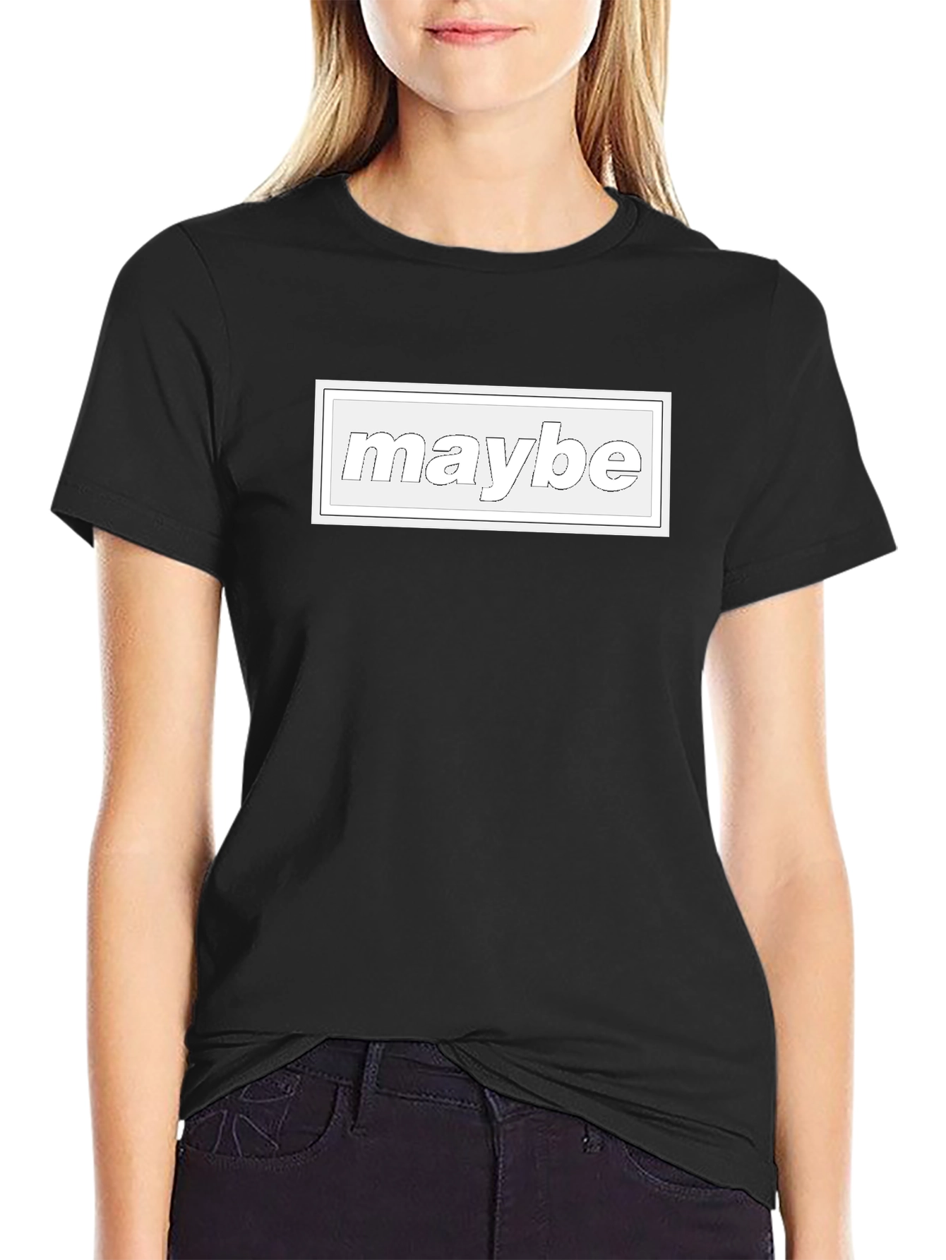 Maybe Graphic Tee - Casual Black T-Shirt