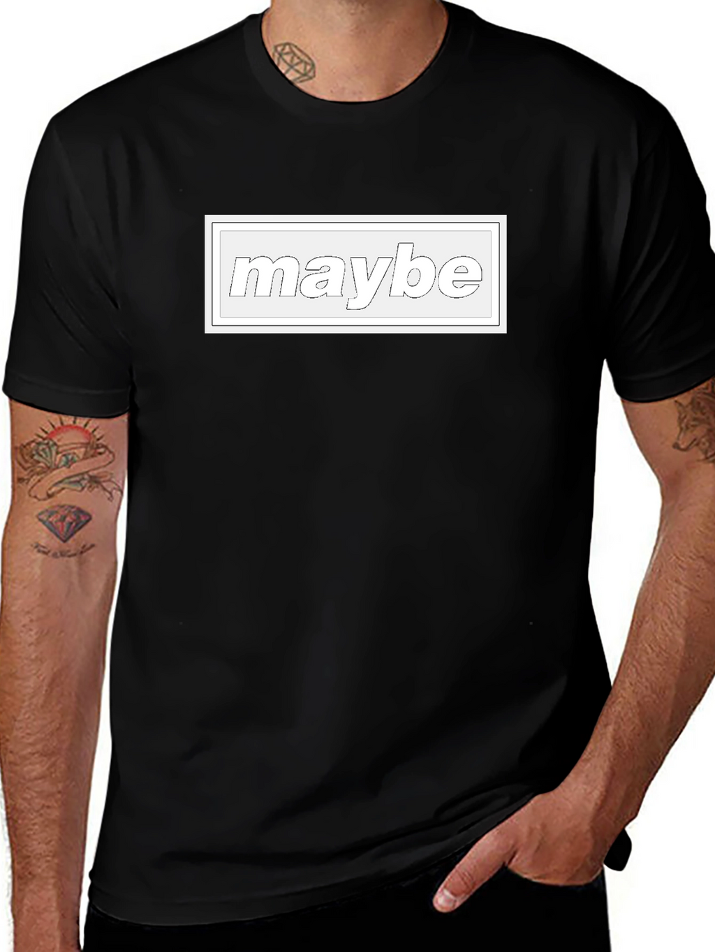 Maybe Graphic Tee - Casual Black T-Shirt