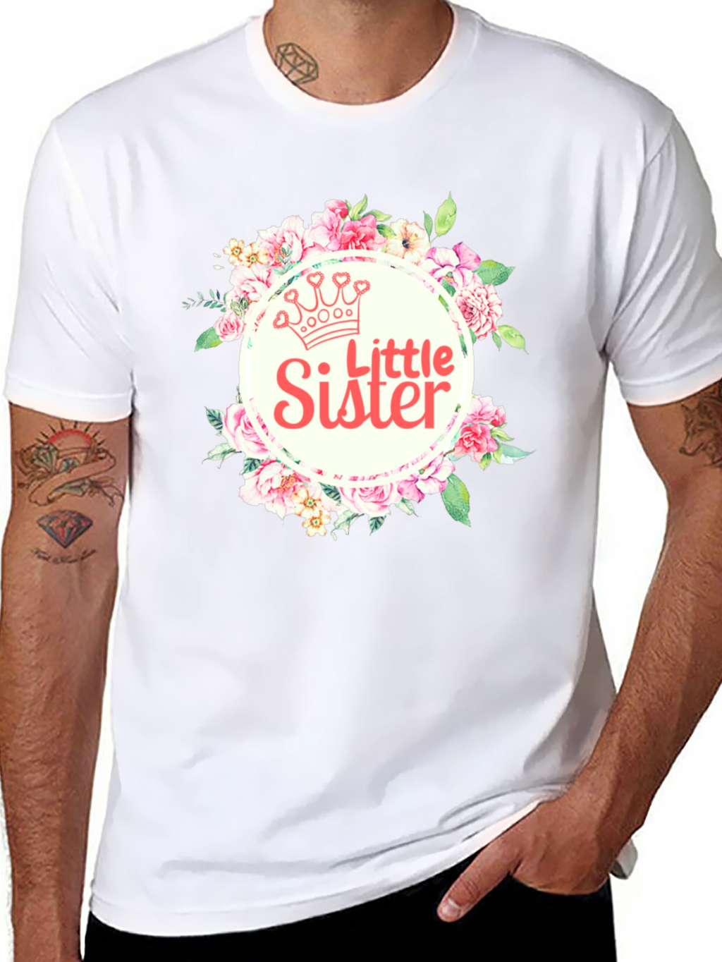Little Sister Floral Crown T-Shirt