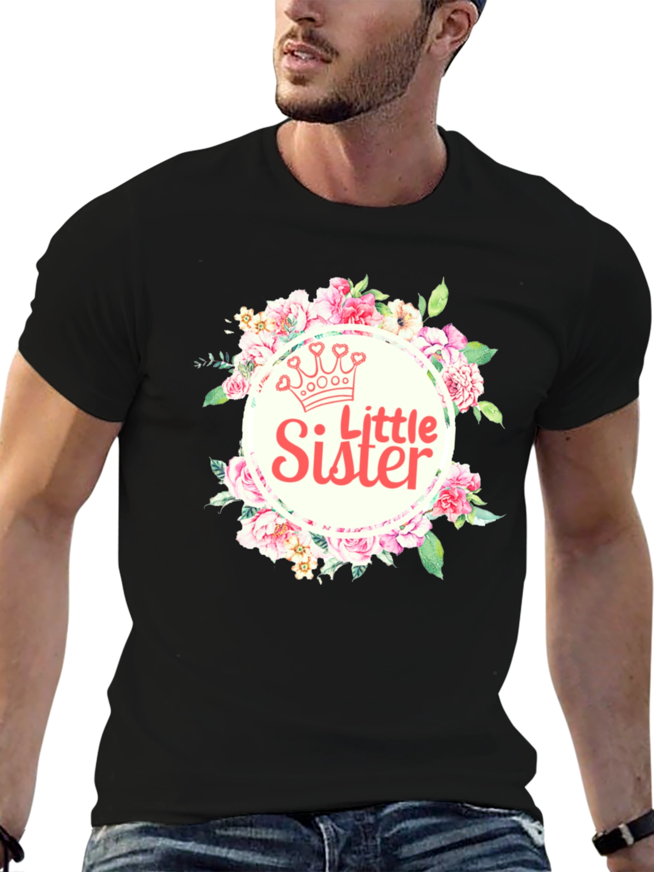 Little Sister Floral Crown T-Shirt