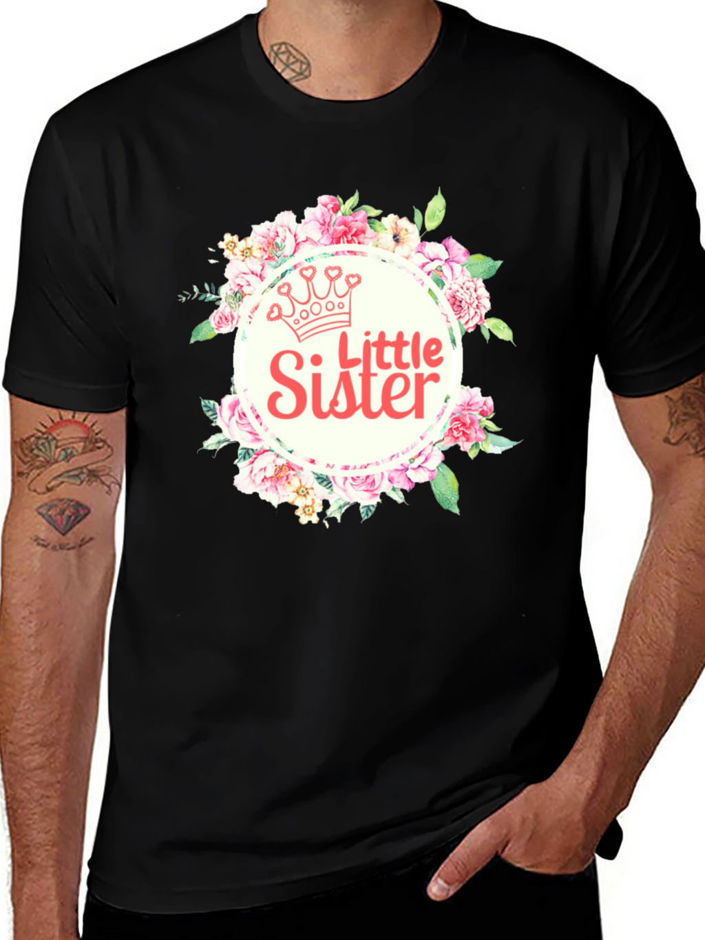 Little Sister Floral Crown T-Shirt