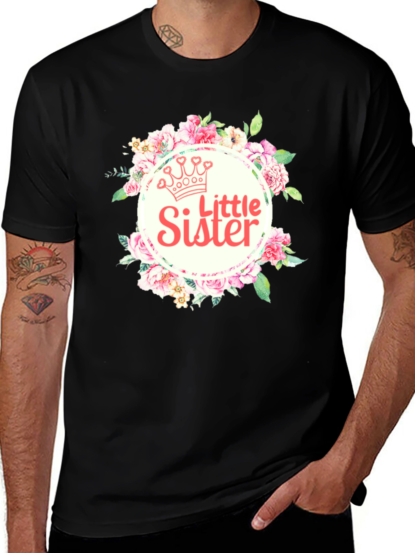 Little Sister Floral Crown T-Shirt