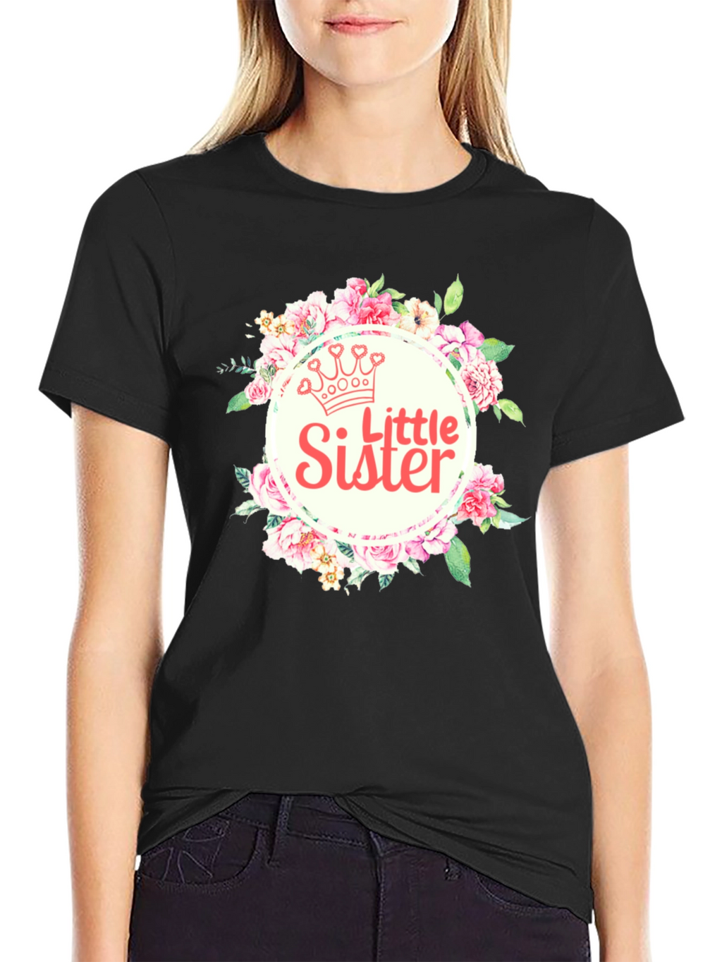 Little Sister Floral Crown T-Shirt