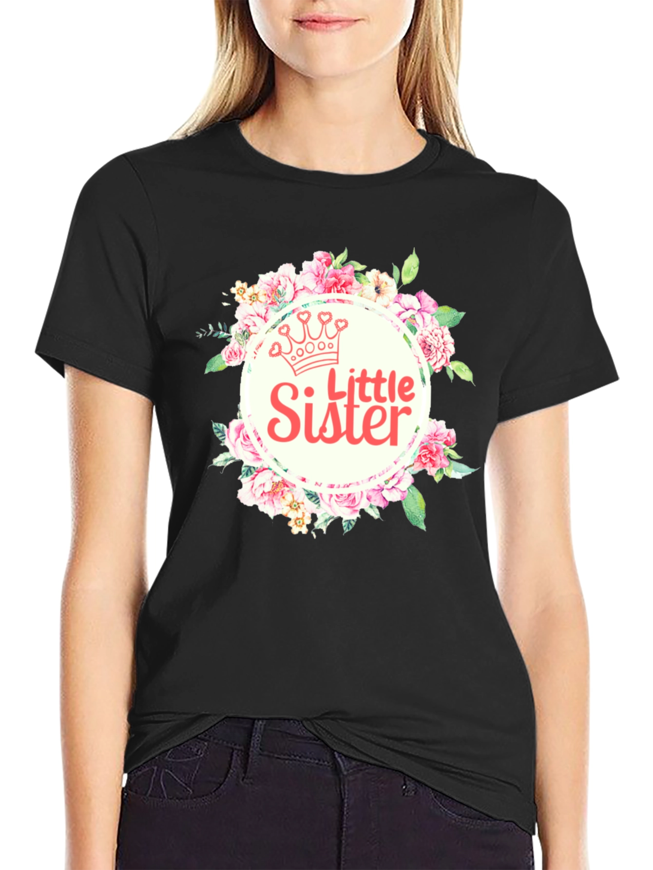 Little Sister Floral Crown T-Shirt