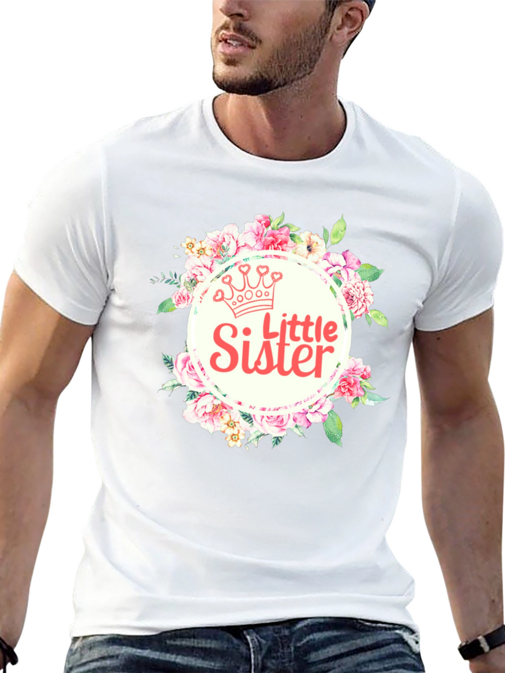 Little Sister Floral Crown T-Shirt