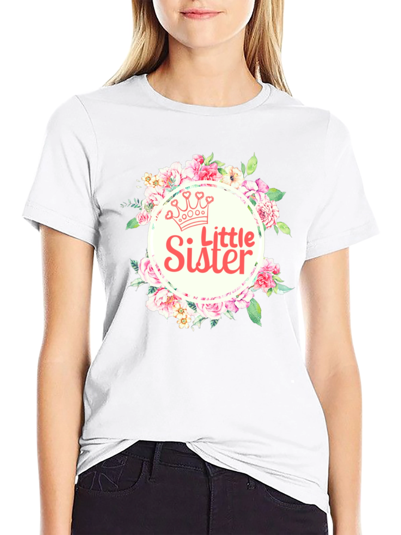 Little Sister Floral Crown T-Shirt