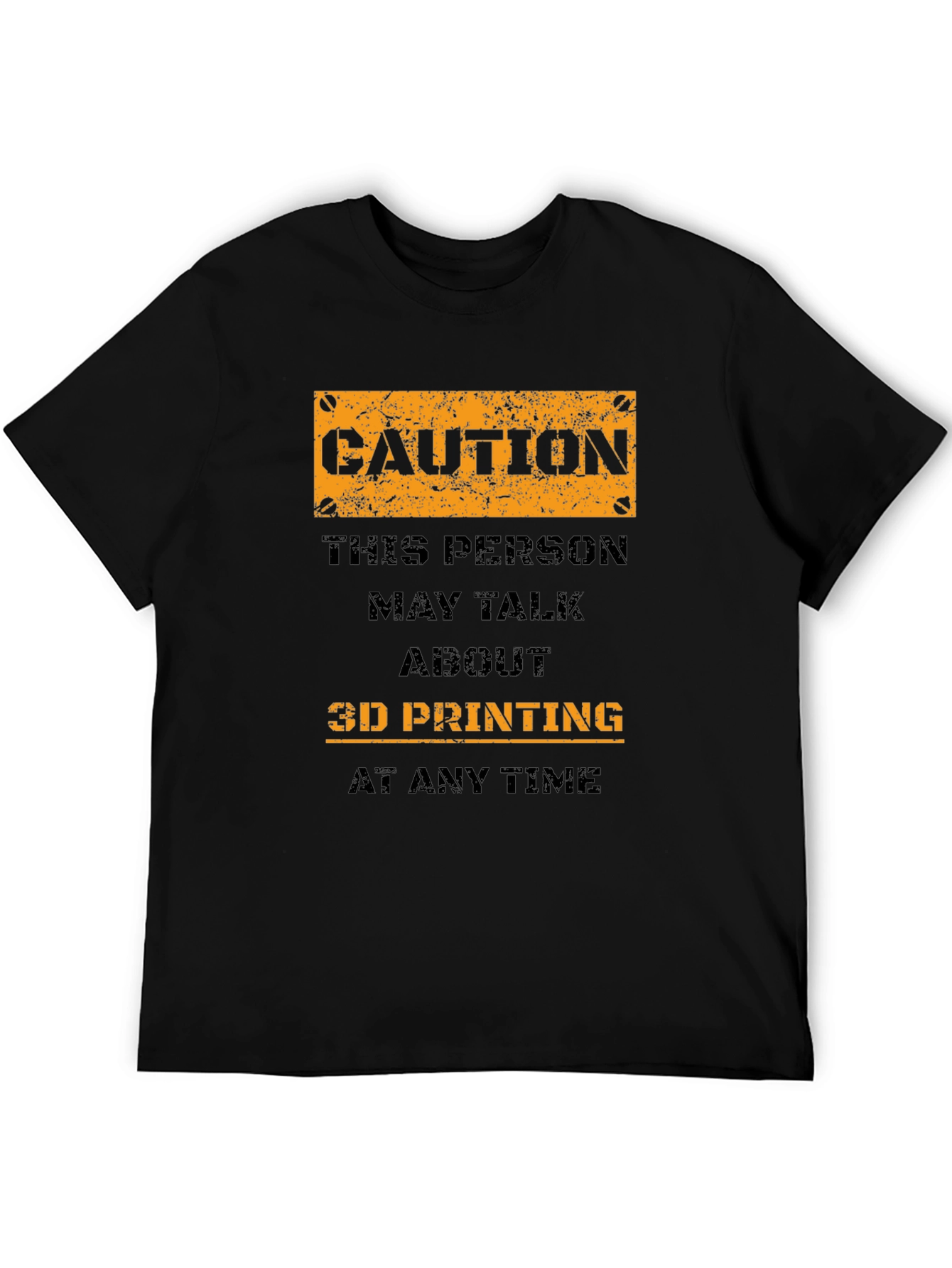 Caution 3D Printing Black T-Shirt