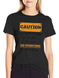 Caution 3D Printing Black T-Shirt