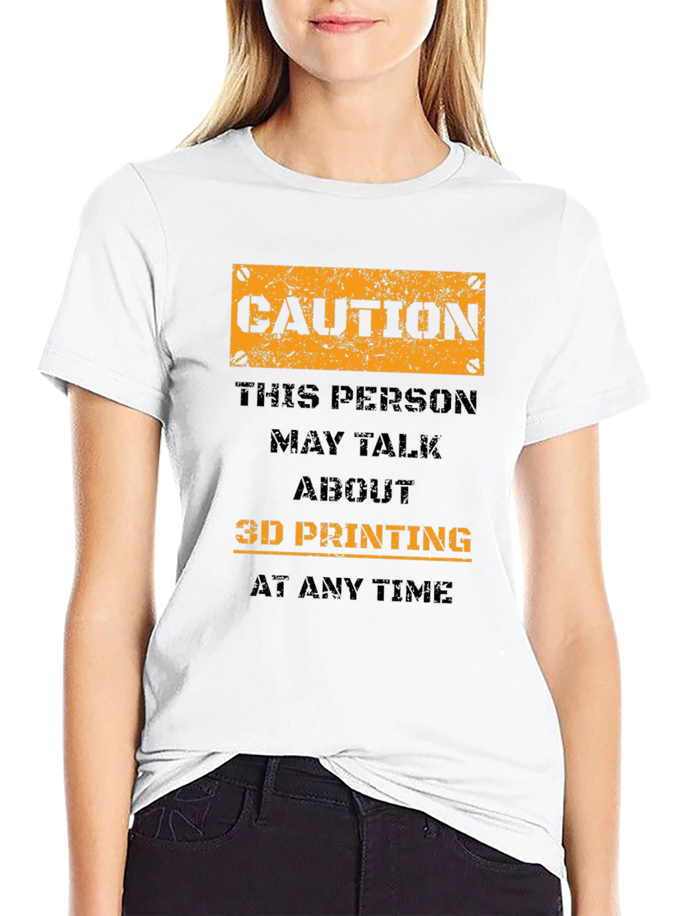 Caution 3D Printing Black T-Shirt